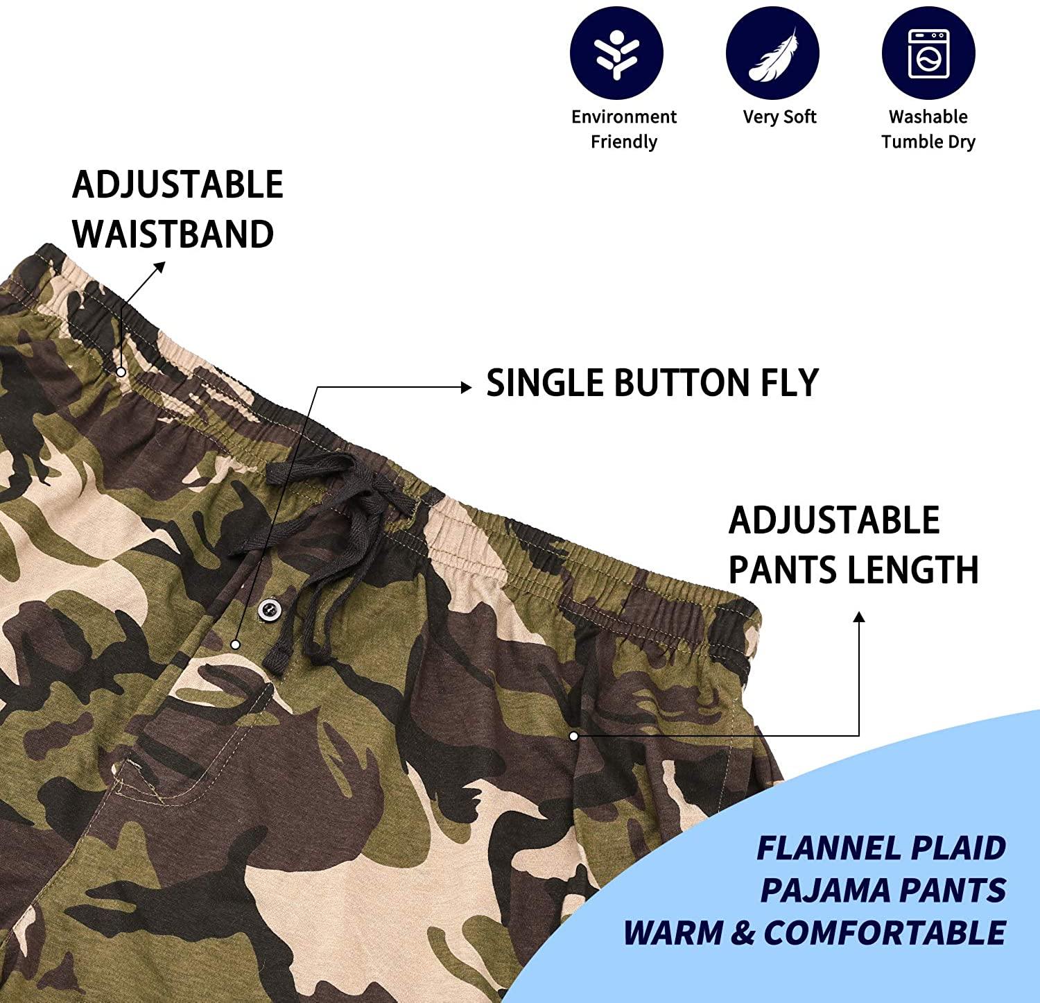 Bintangor Men's Sleep Pajama Pants 100% Cotton Knit Elastic Waistband Lounge Wear Long
