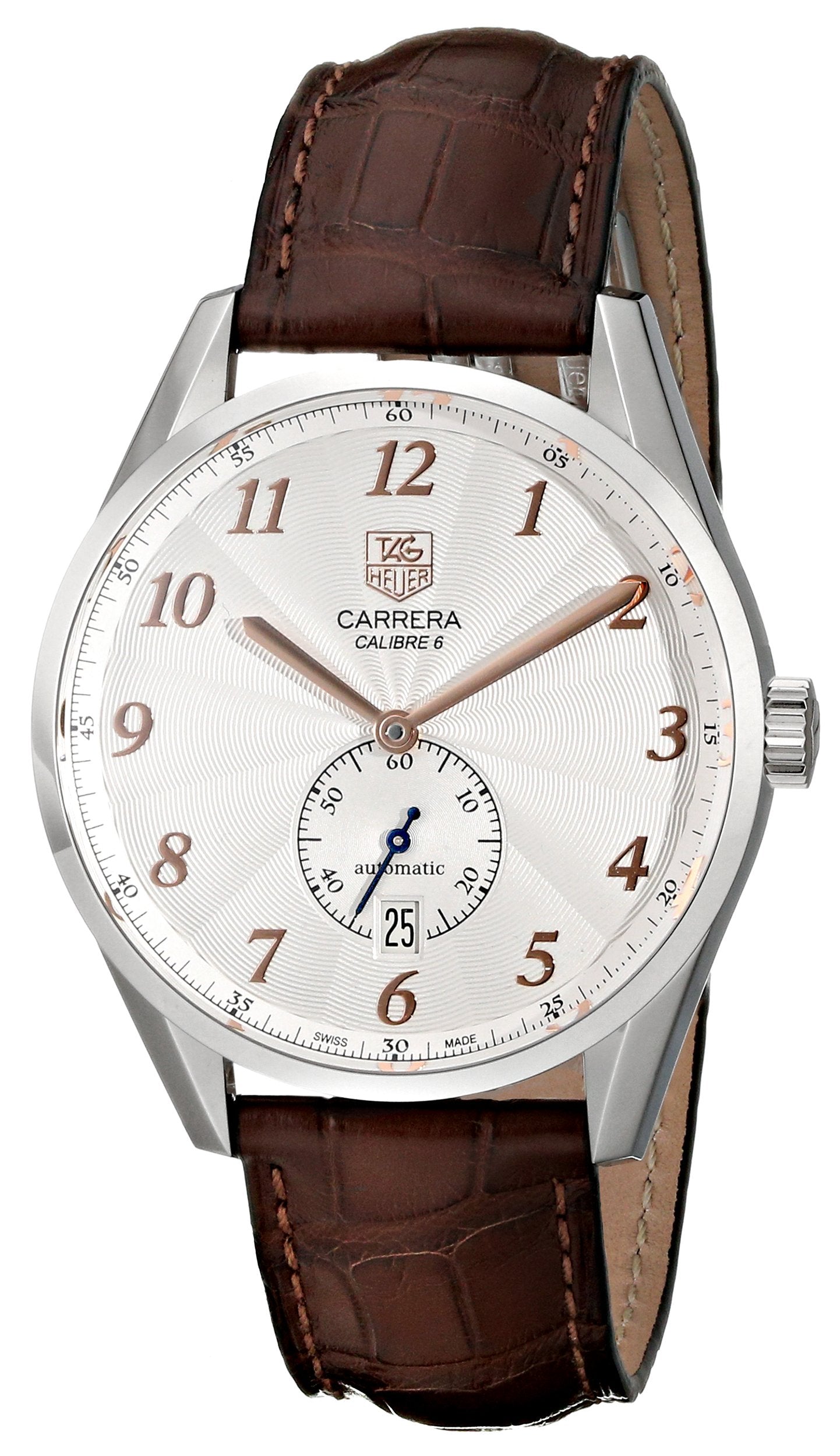 Tag Heuer Men's 'Carrera' Silver Dial Brown Leather Strap Watch WAS2112.FC6181