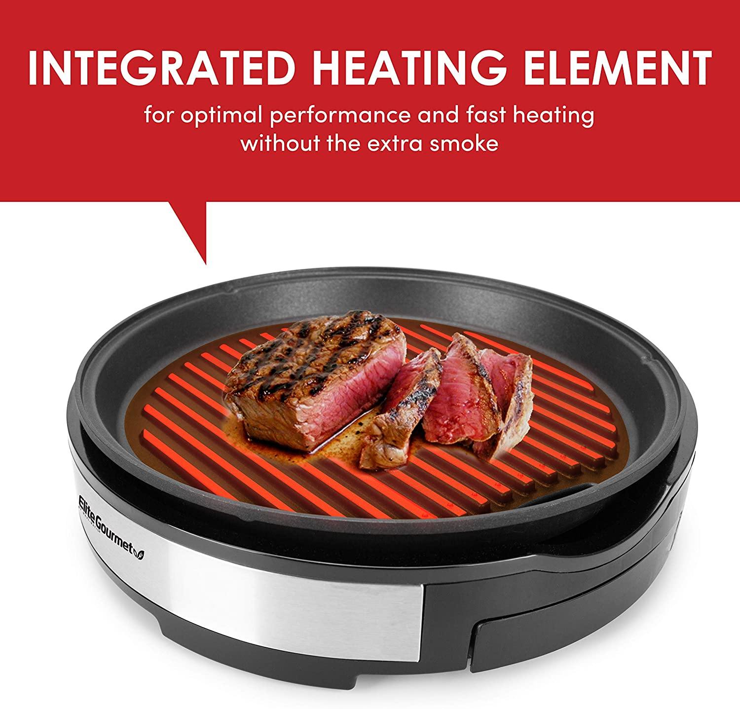 Elite Gourmet Smokeless Indoor Electric BBQ Grill with Glass Lid Dishwasher Safe - JOY2ESpree