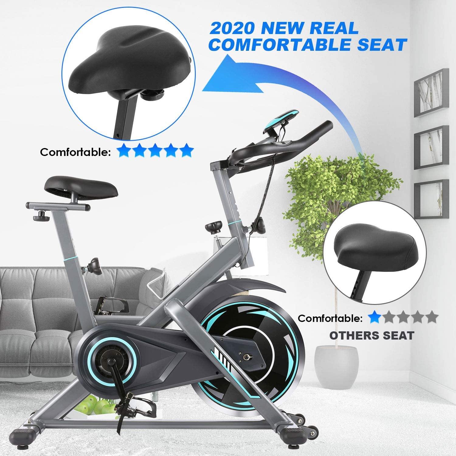 FUNMILY Indoor Exercise Bike Stationary, 49LBS Cycling Bike with Heart Rate Monitor & LCD Monitor - JOY2ESpree