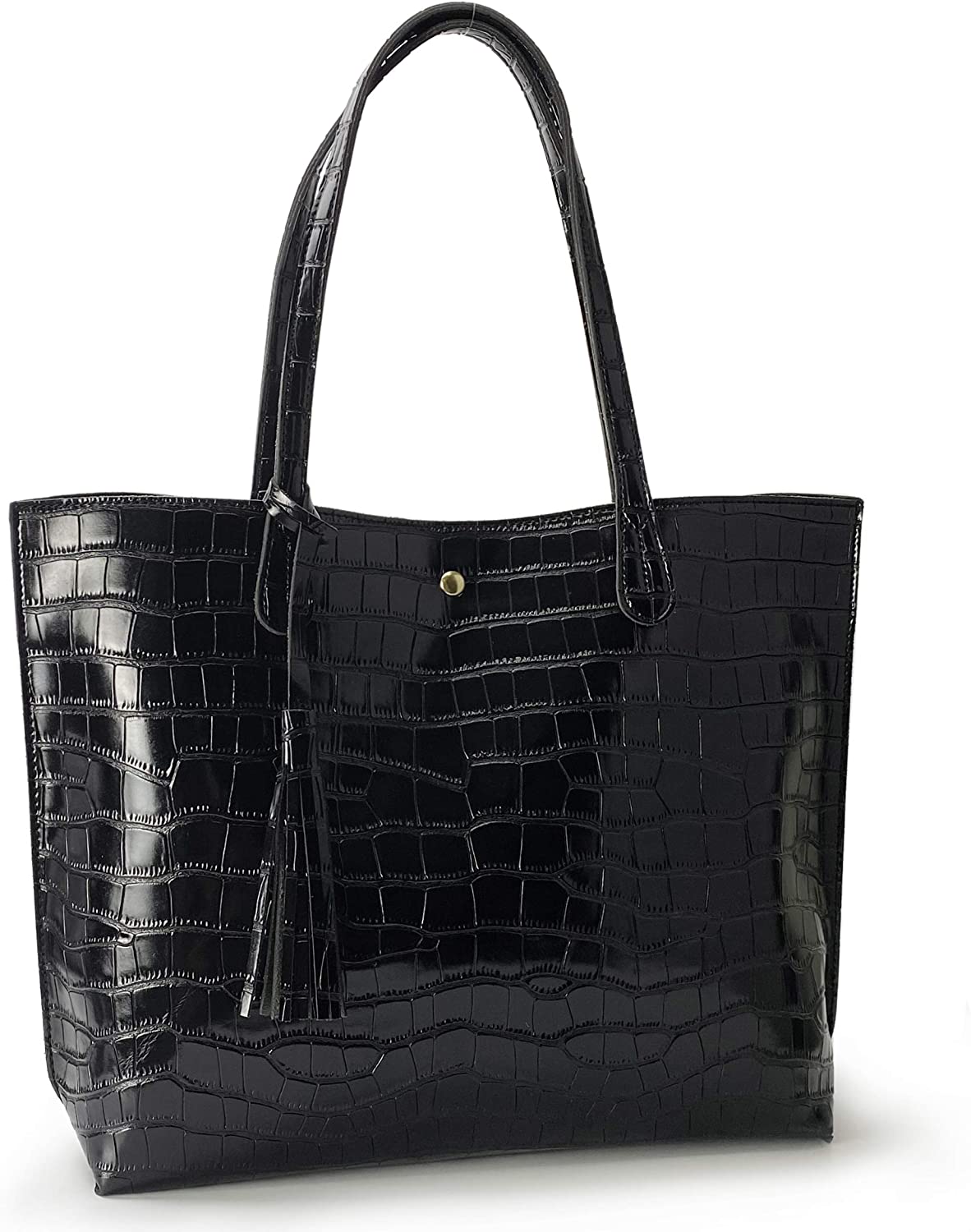 Minimalist Clean Cut Pebbled Faux Leather Tote Womens Shoulder Handbag