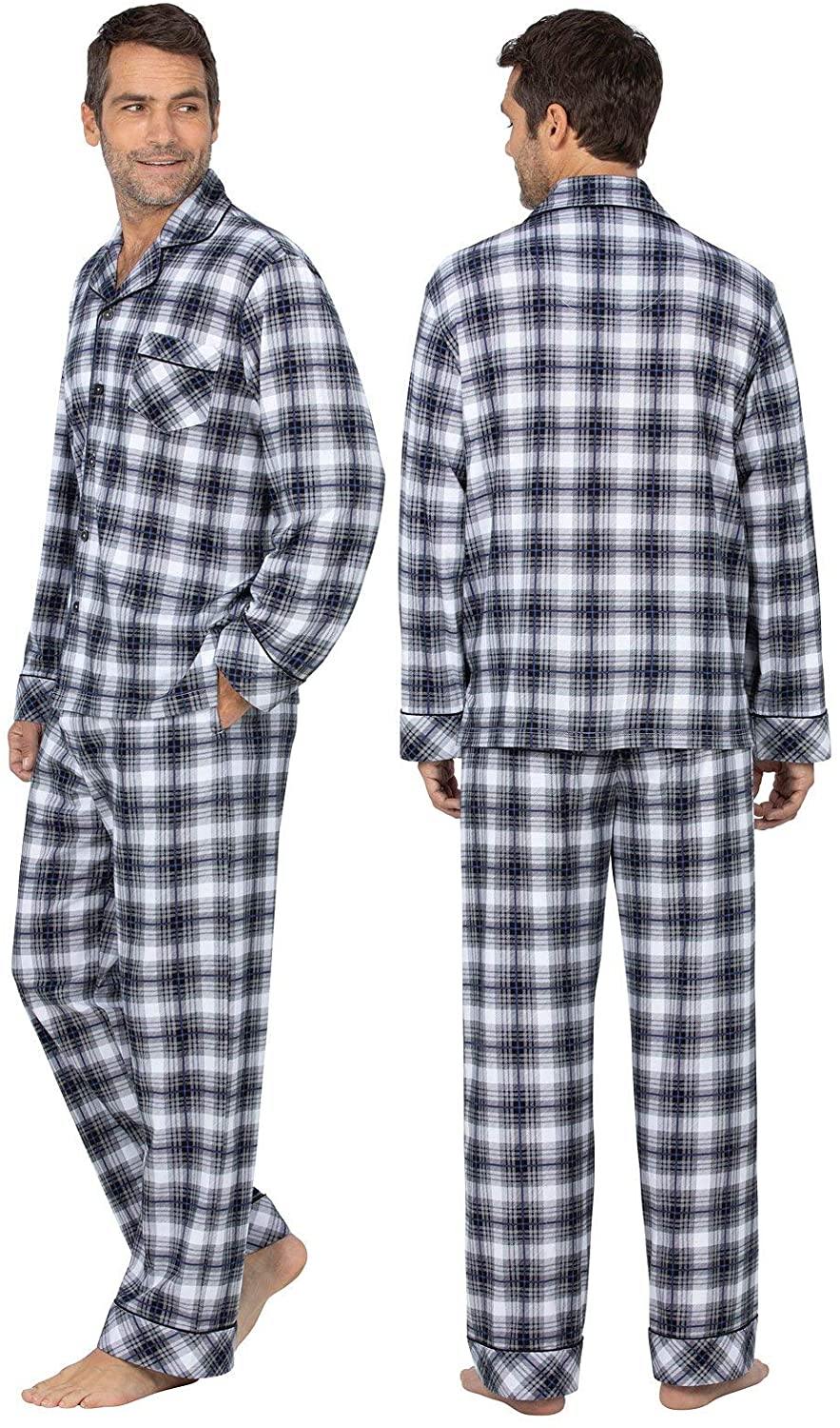 PajamaGram Classic Mens Pajamas Cotton - Men Pajamas Set