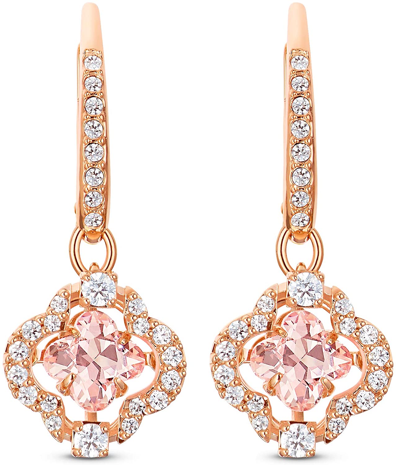 SWAROVSKI Women's Sparkling Dance Clover Jewelry Collection, Rose Gold Tone Finish, Pink Crystals, Clear Crystals - JOY2ESpree