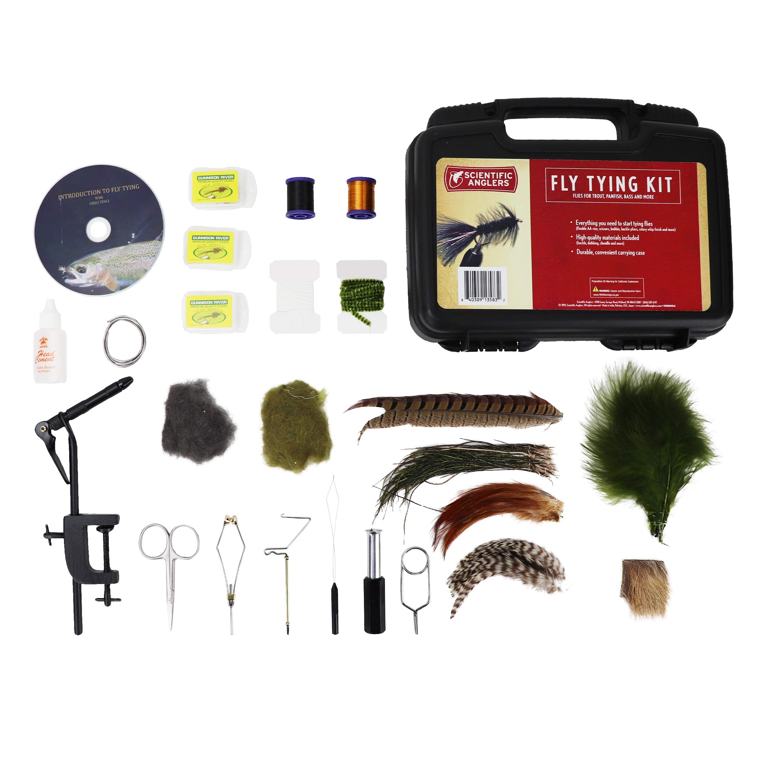 Scientific Anglers Deluxe Fly Tying Kit with Vise, Materials, Tools, Hooks, and Instructional DVD in Travel Case