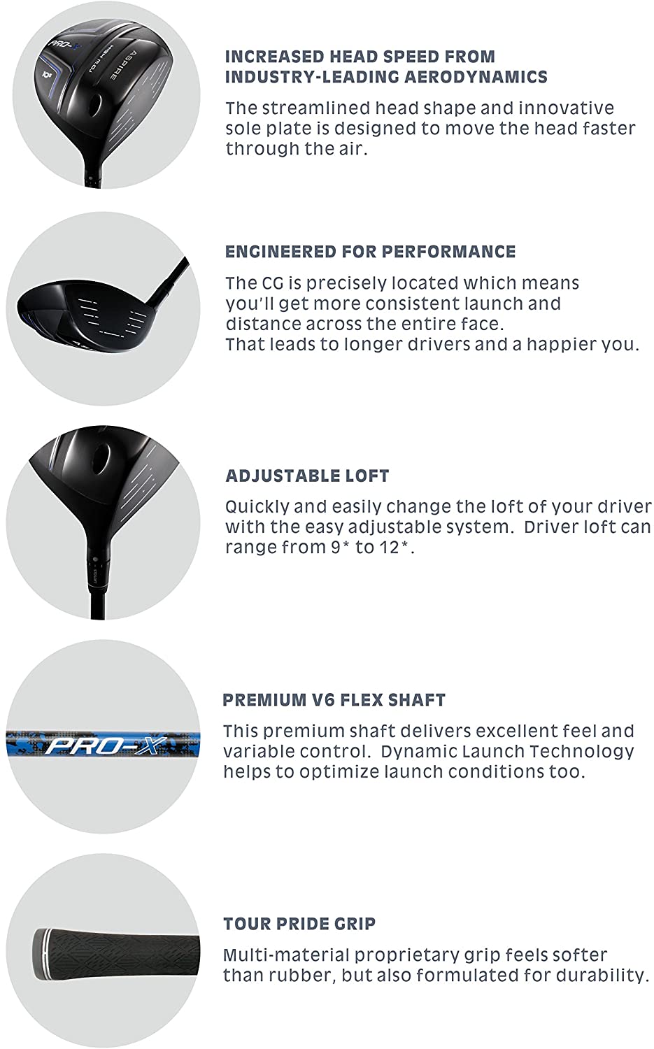 Aspire Pro-X Men's Titanium Face Adjustable 460cc Golf Driver Right Hand - Regular OR Stiff Flex Graphite - JOY2ESpree