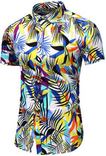 
                        
                          Load image into Gallery viewer, LEFTGU Men's Slim fit Floral Printed Beach Hawaiian Button-Down Dress Shirt
                        
                      