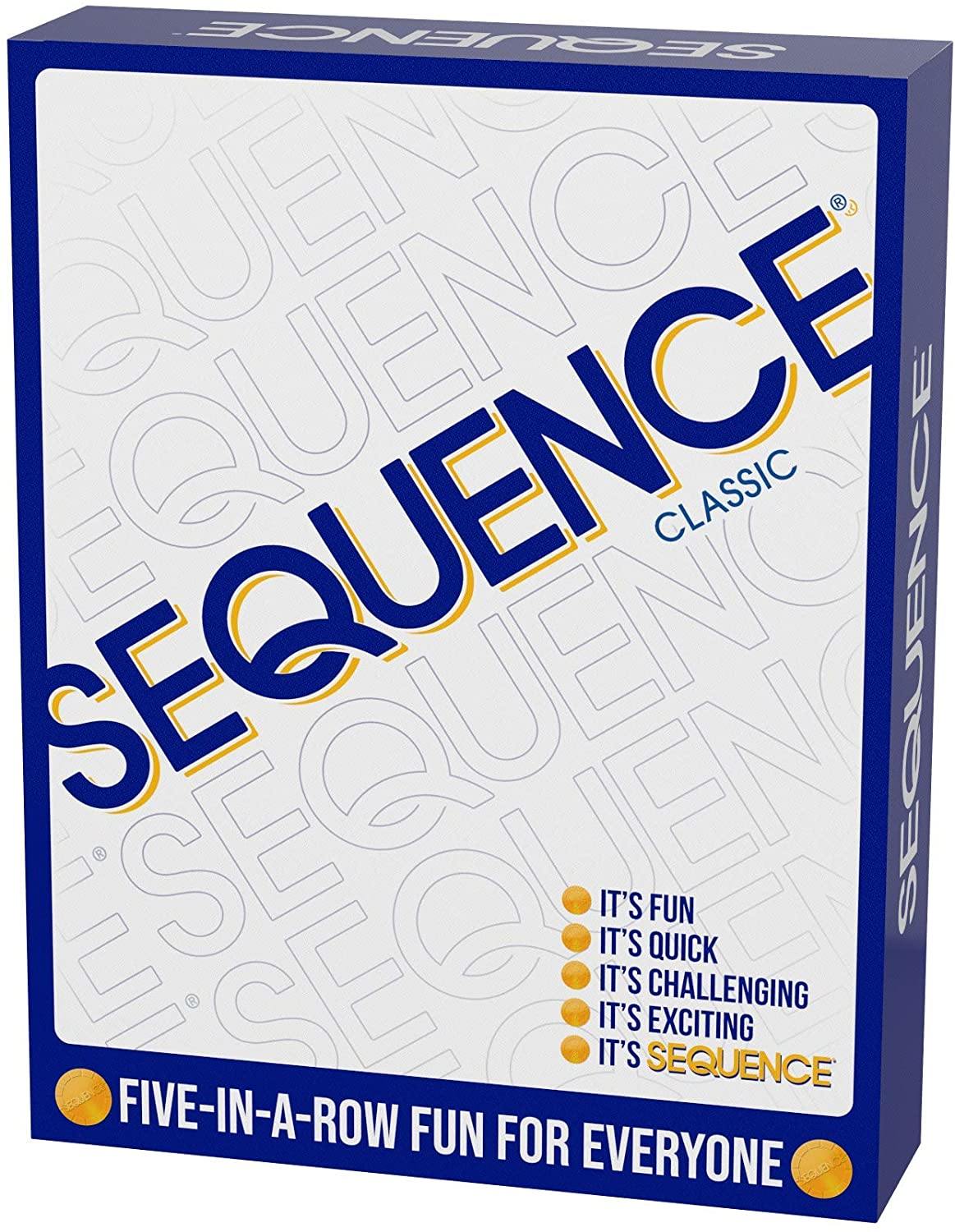 SEQUENCE- Original SEQUENCE Game with Folding Board, Cards and Chips by Jax ( Packaging may Vary ) White, 10.3" x 8.1" x 2.31" - JOY2ESpree
