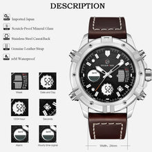 
                        
                          Load image into Gallery viewer, Mens Sport Watch Digital Analog Quartz Waterproof Multifunctional Military Leather Wrist Watches
                        
                      