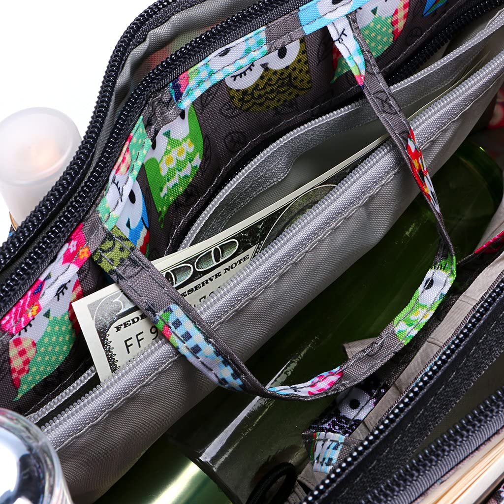 BTSKY New Printing Handbag Organizers Inside Purse Insert-High Capacity 13 Pockets Bag Tote Organizer with Handle Peacock Flower