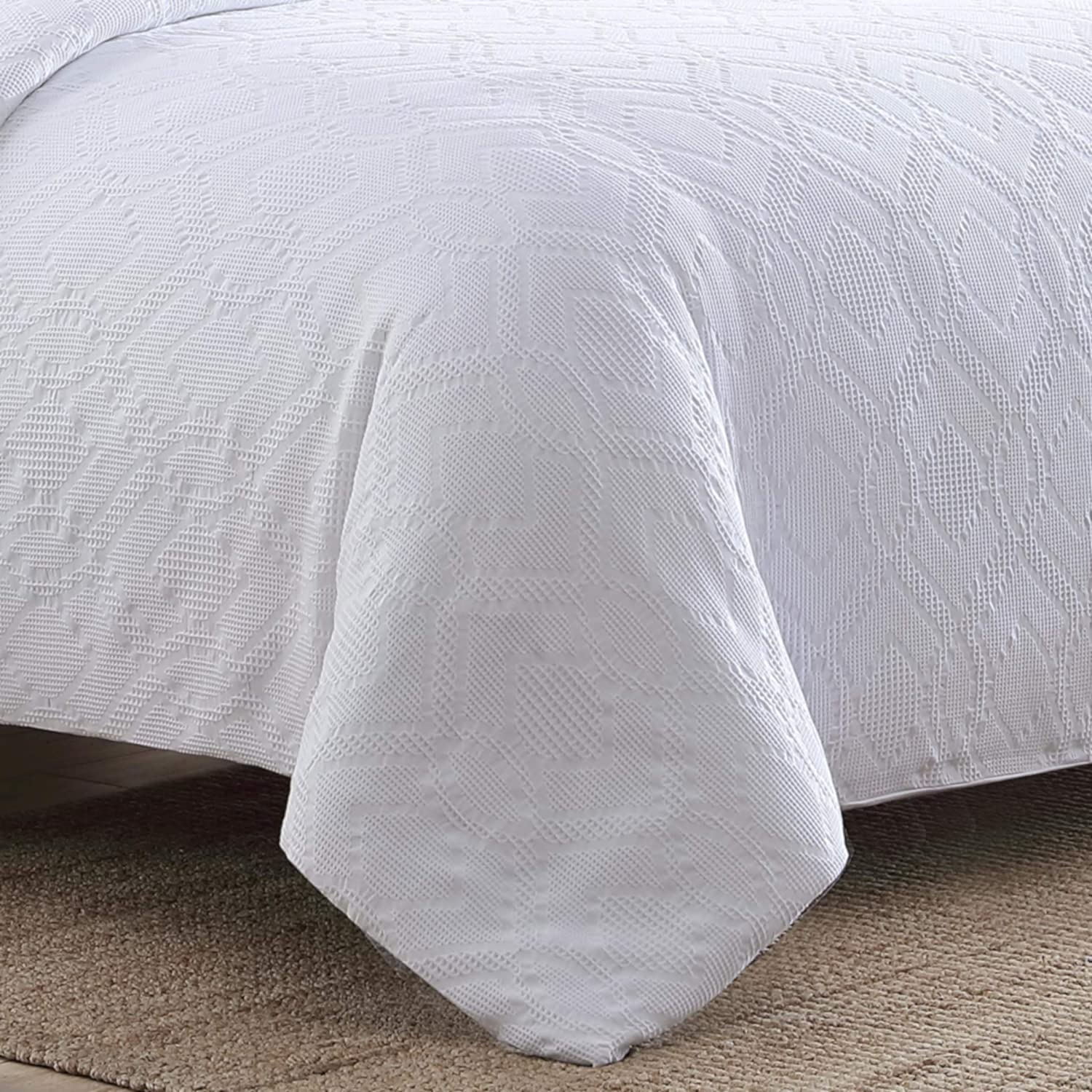 Tommy Bahama | Waffle Collection | Comforter Set Cotton Bedding in a Reversible Waffle Weave Texture, King, White,USHSA51166596,3