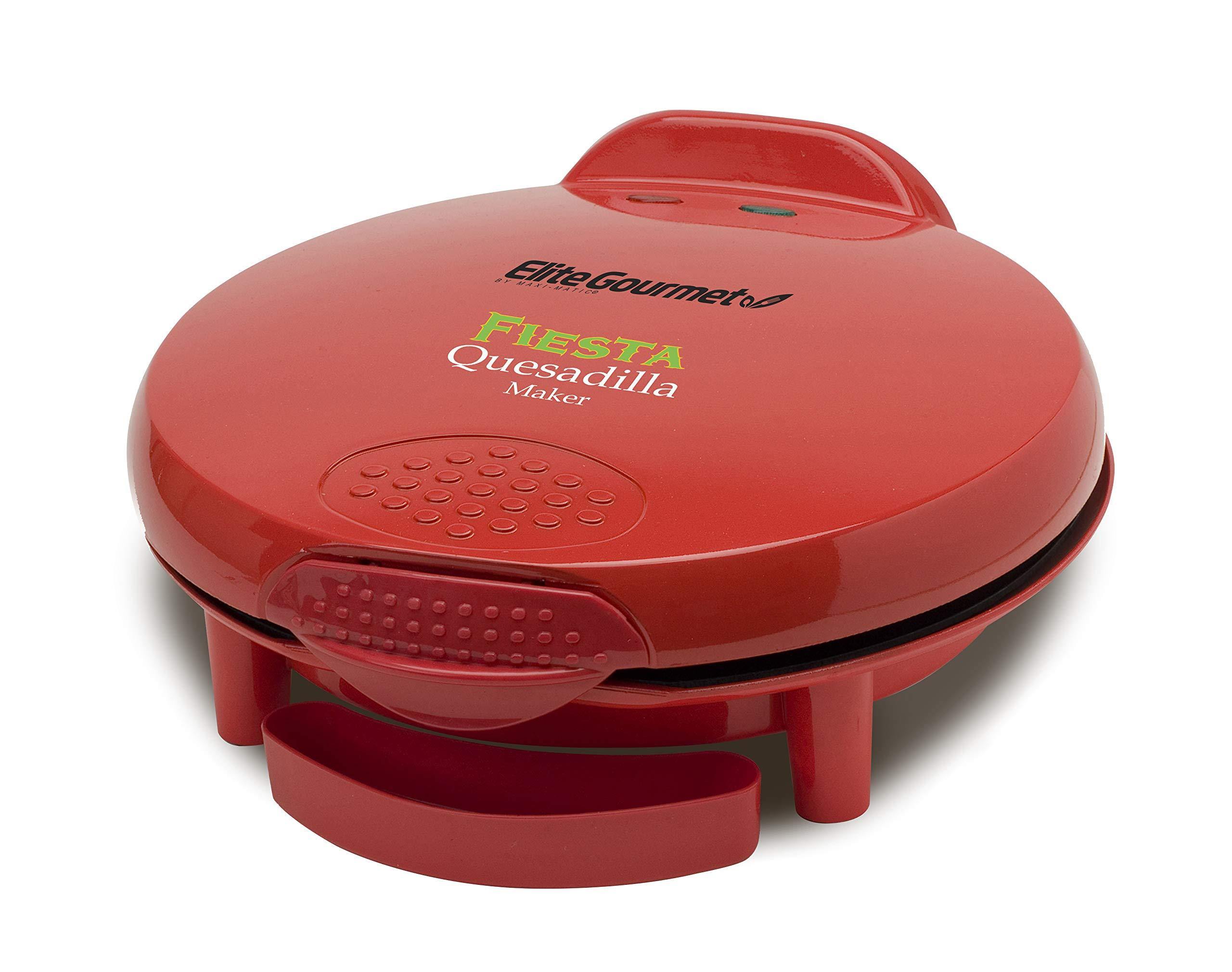 Elite Gourmet Mexican Taco Tuesday Quesadilla Maker, Easy-Slice 6-Wedge, Grilled Cheese, 11 Inch, Red - JOY2ESpree