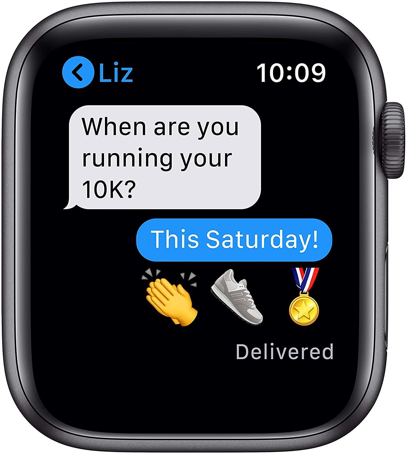 Apple Watch Series 6 (GPS, 44mm) - Space Gray Aluminum Case with Black Sport Band (Renewed) - JOY2ESpree