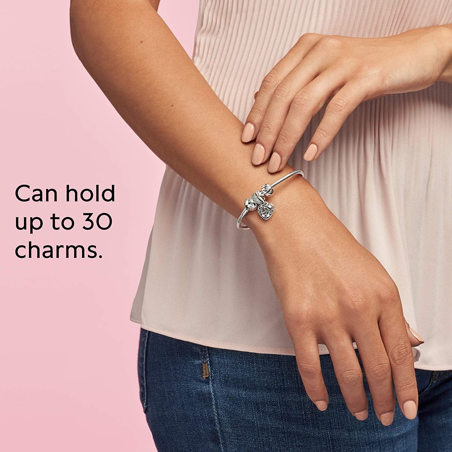PANDORA Jewelry Smooth Moments Snake Chain Charm Sterling Silver Bracelet - JOY2ESpree