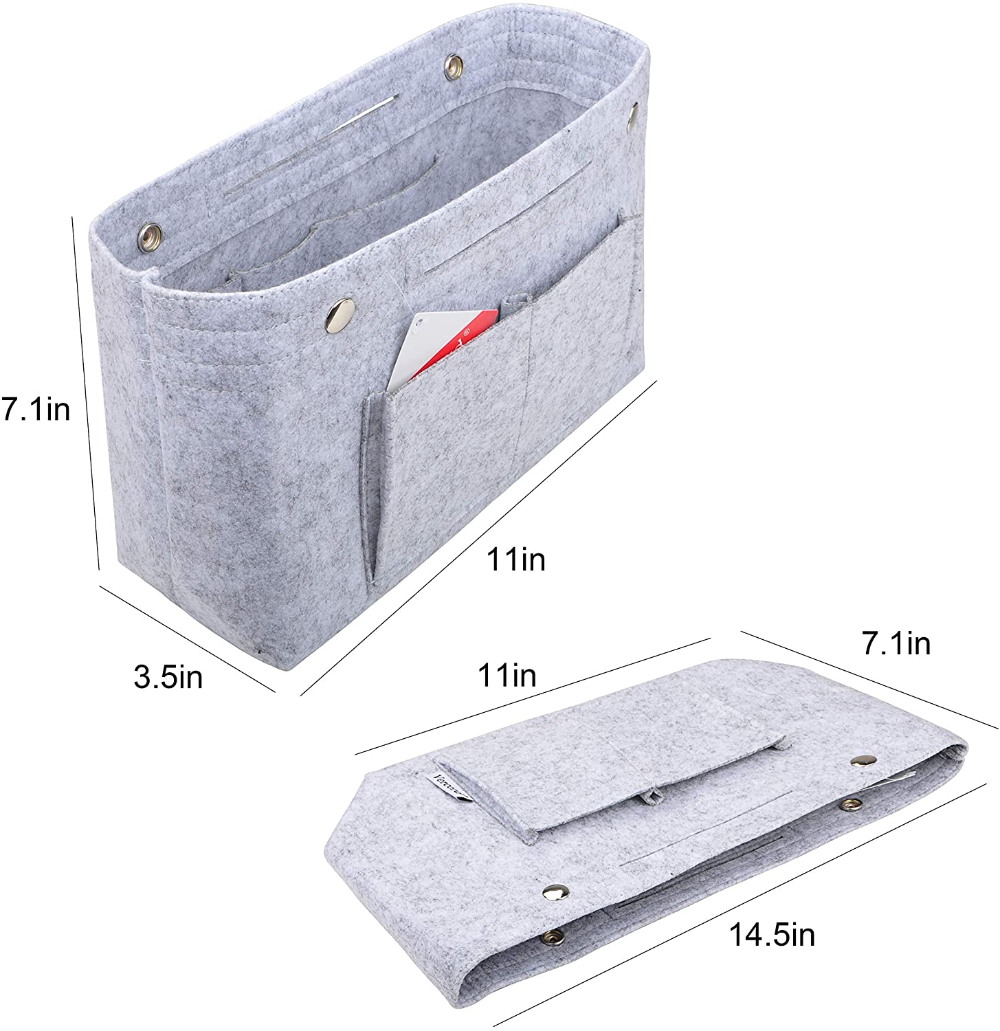 Vercord Felt Tote Handbag Purse Pocketbook Organizer Insert Divider Shaper Bag in Bag
