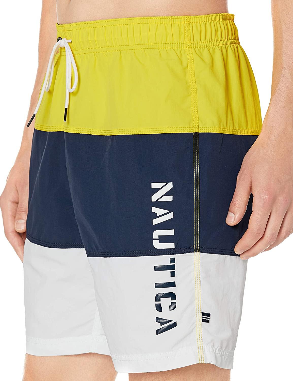 Nautica Men's Quick Dry Classic Logo Tri-Block Series Swim Trunk - JOY2ESpree