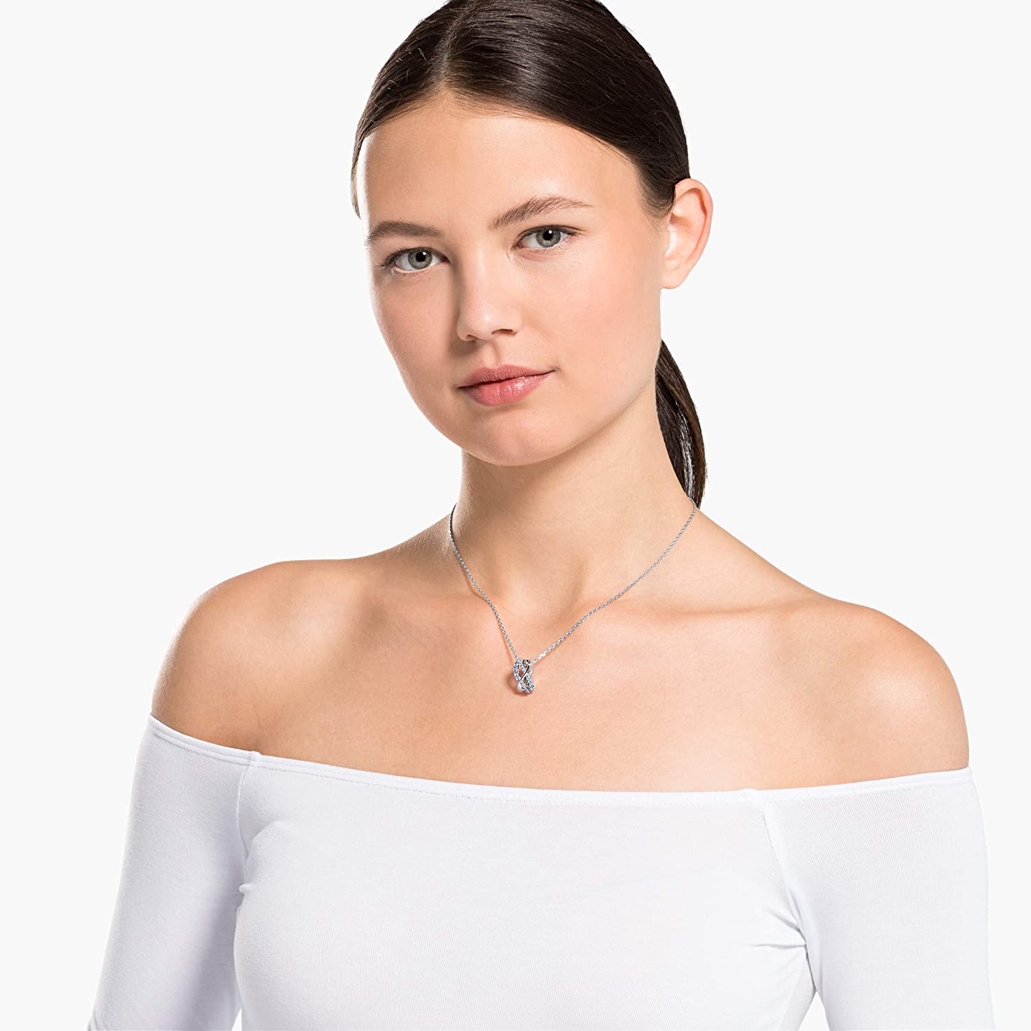 Swarovski Women's Twist Row Necklace Collection, Blue Crystals, Purple Crystals, Clear Crystals - JOY2ESpree