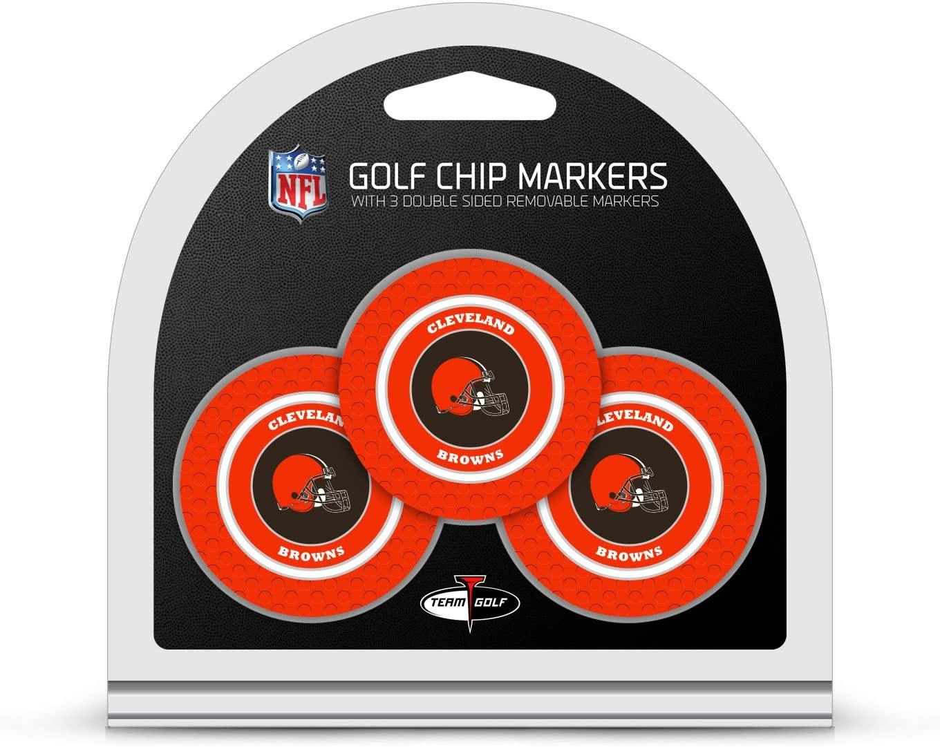 Team Golf NFL Golf Chip Ball Markers (3 Count), Poker Chip Size with Pop Out Smaller Double-Sided Enamel Markers - JOY2ESpree