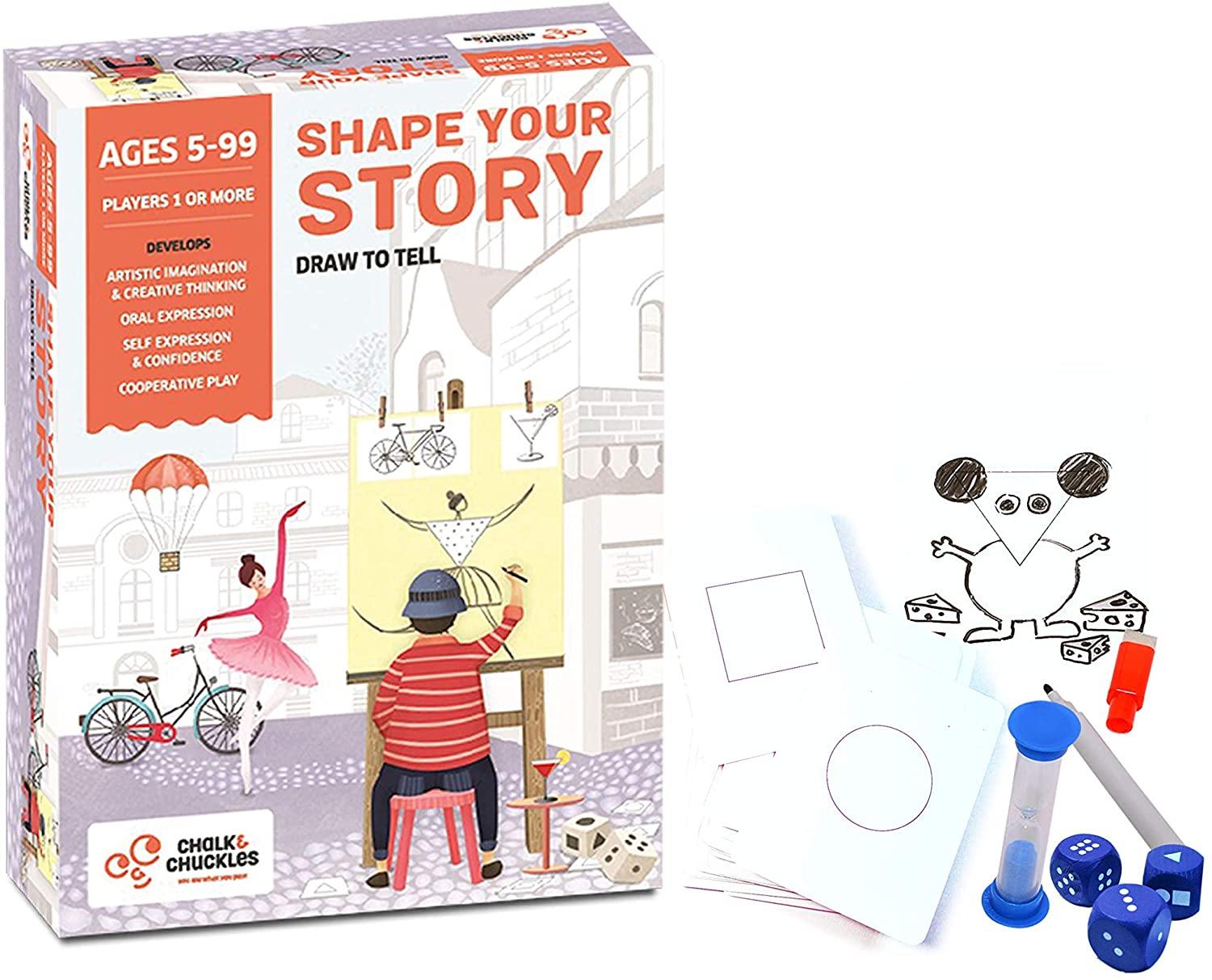 Chalk and Chuckles Rolling Tales, Story Telling Wooden Dice Cubes with Feelings & Objects Ages 5 to 99 Years Old Create Endless Stories - JOY2ESpree