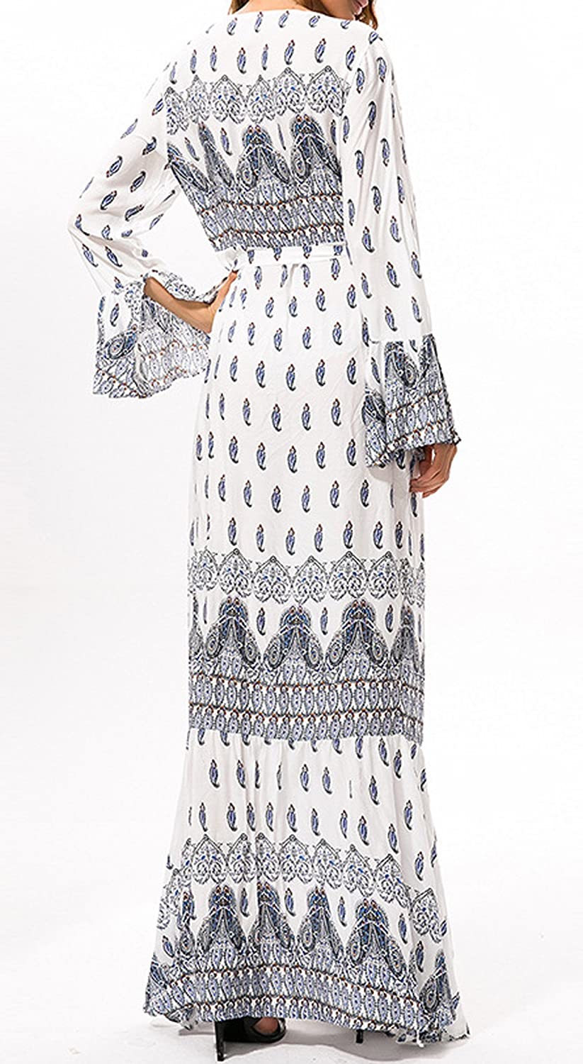 R.Vivimos Womens Summer Long Sleeve Cardigan Sexy Maxi Dresses