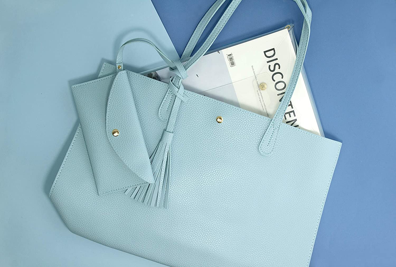 Minimalist Clean Cut Pebbled Faux Leather Tote Womens Shoulder Handbag