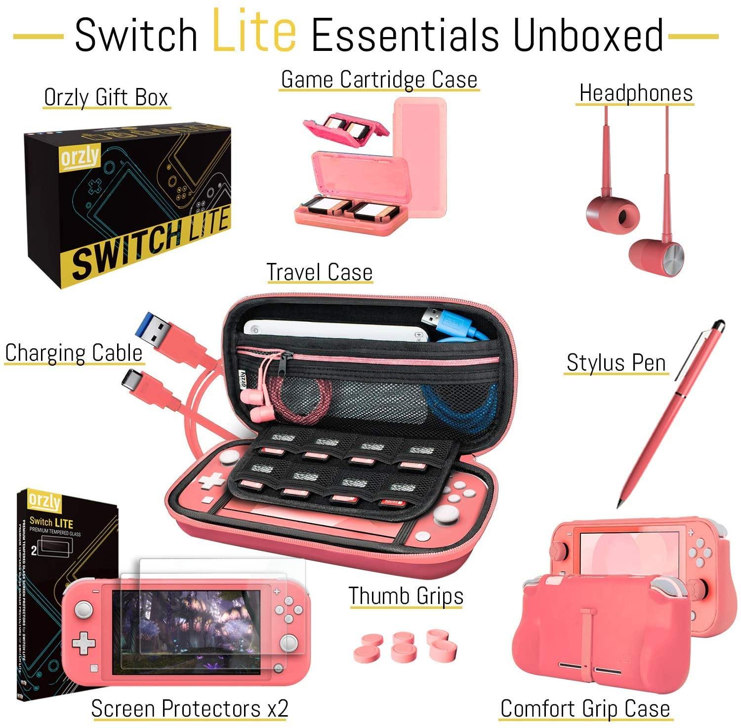 Orzly Accessories Bundle Compatible for use with Nintendo Switch Lite - JOY2ESpree