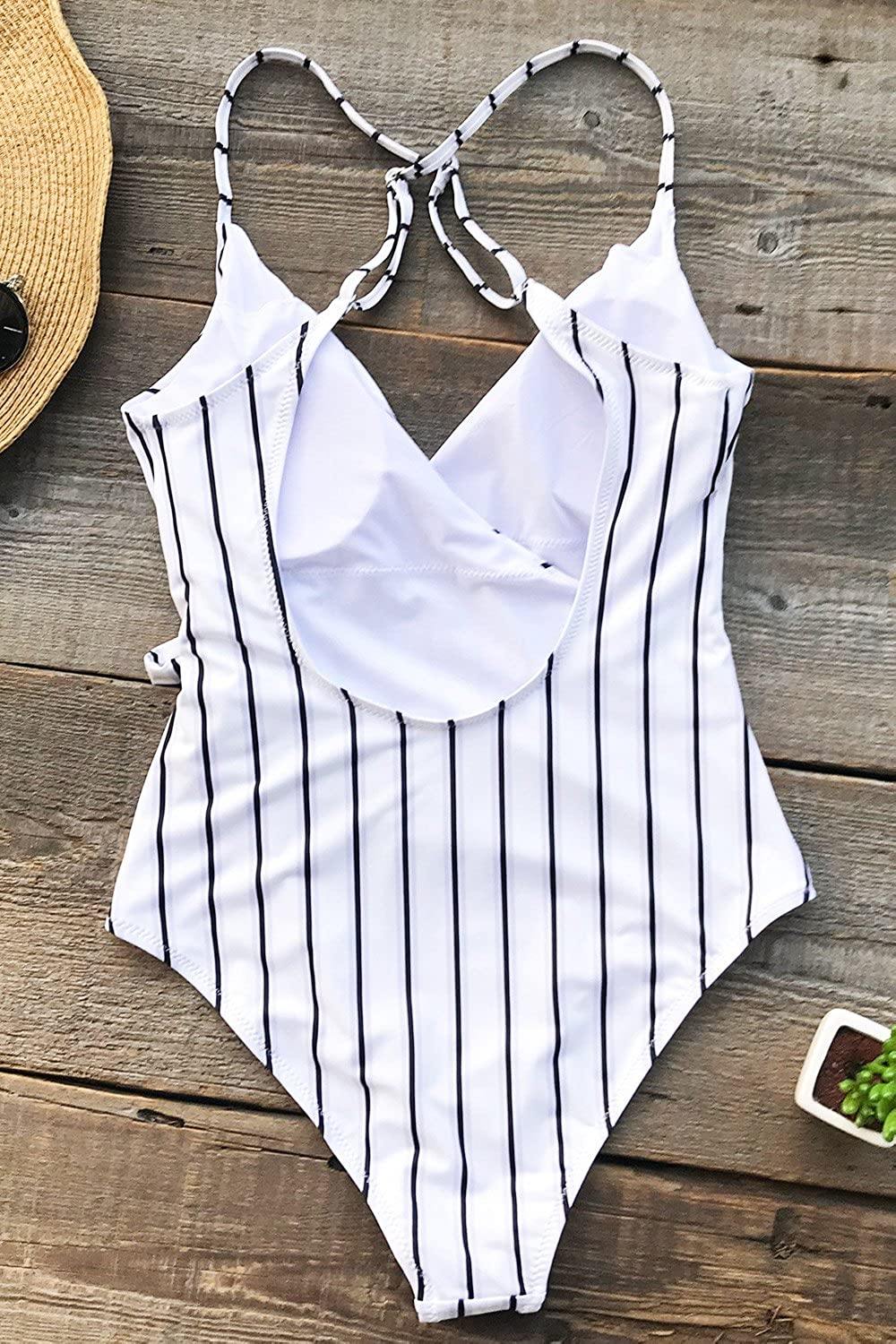 CUPSHE Women's One Piece Swimsuit Wrap Tie Side Cross Back Swimwear Bathing Suits - JOY2ESpree