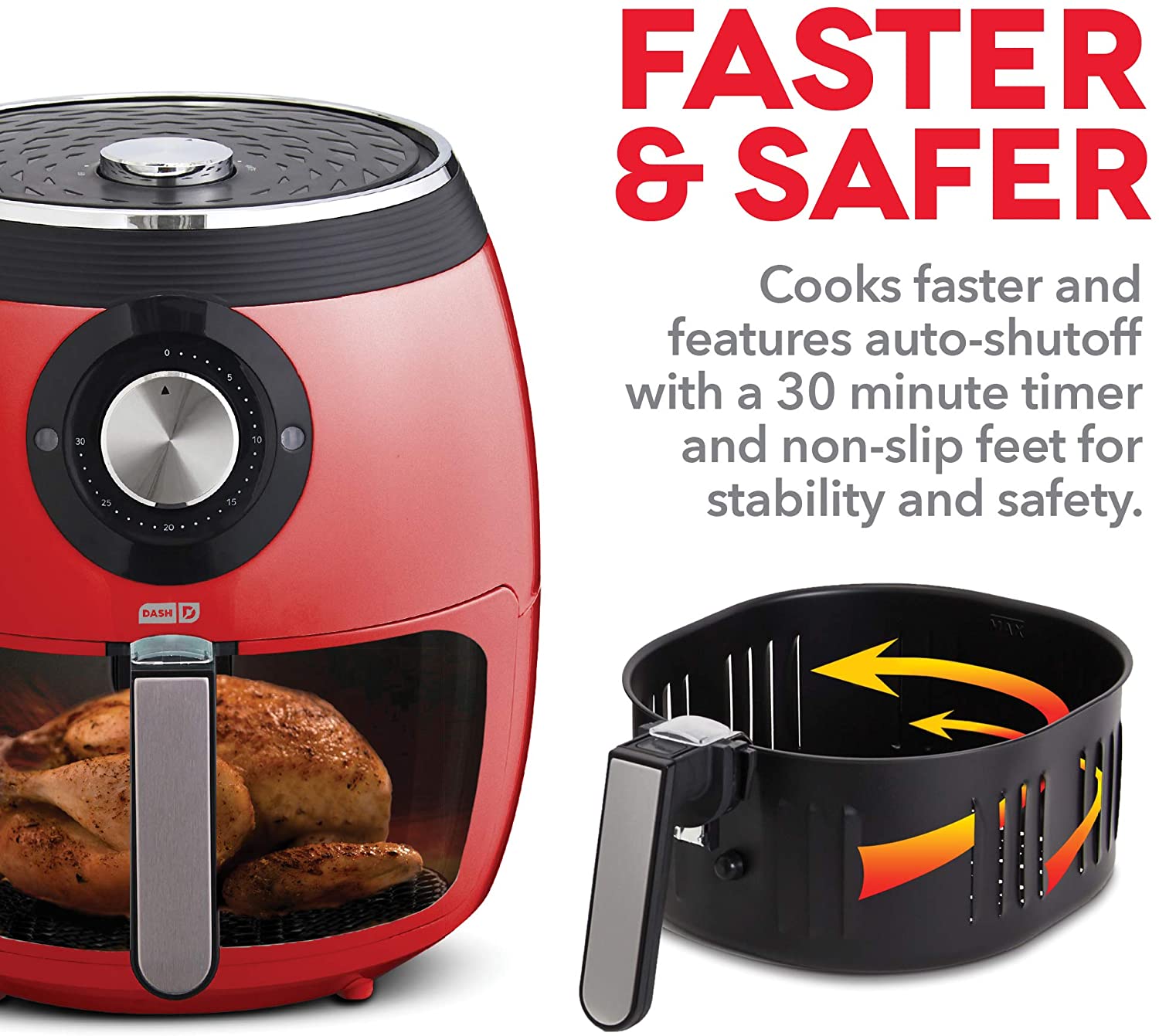 Dash DFAF455GBAQ01 Deluxe Electric Air Fryer + Oven Cooker with Temperature Control