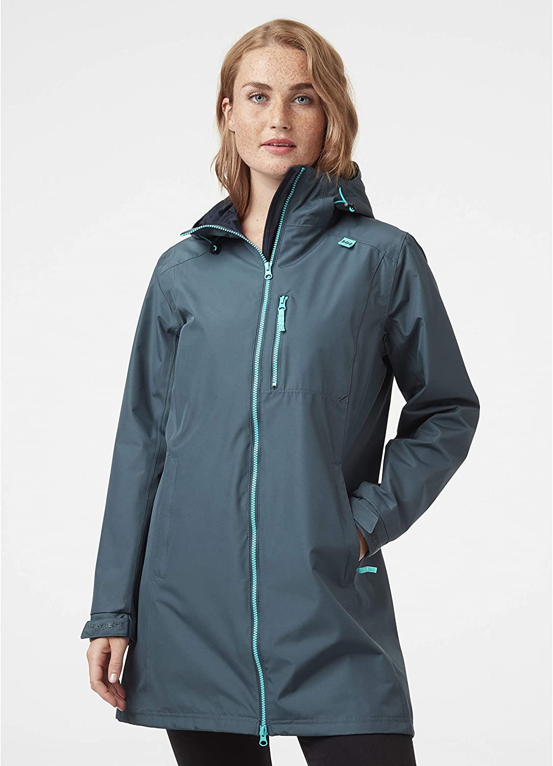 Helly-Hansen Women's Long Belfast Waterproof Windproof Breathable Raincoat Jacket With Hood
