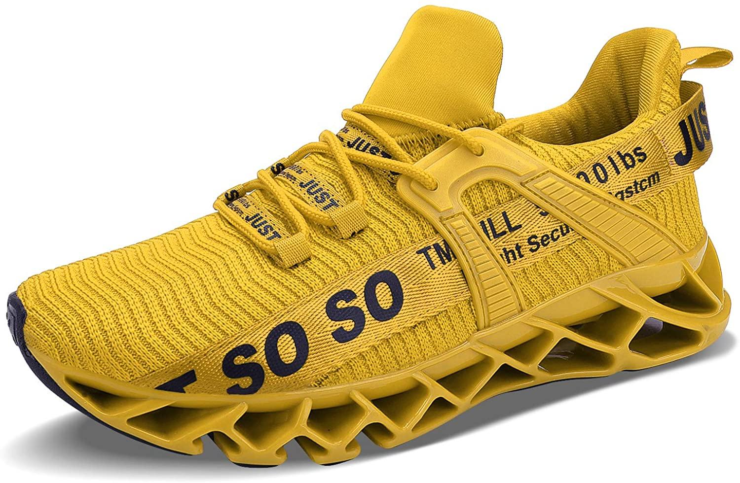 JSLEAP Mens Running Shoes Walking Non Slip Blade Type Sneakers