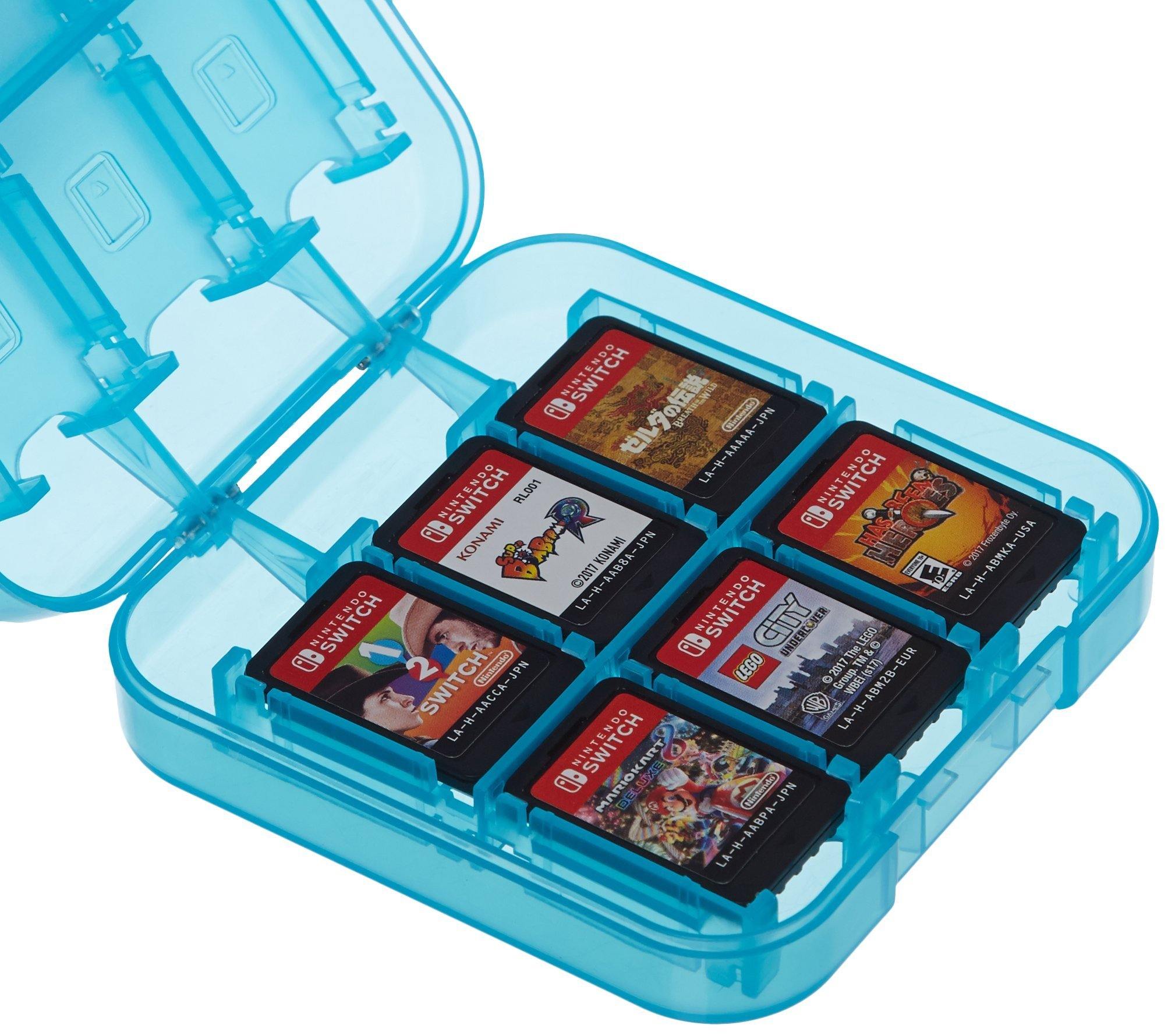 Amazon Basics Game Storage Case for 24 Nintendo Switch Games - 3.4 x 3.4 x 1 Inches, Blue - JOY2ESpree