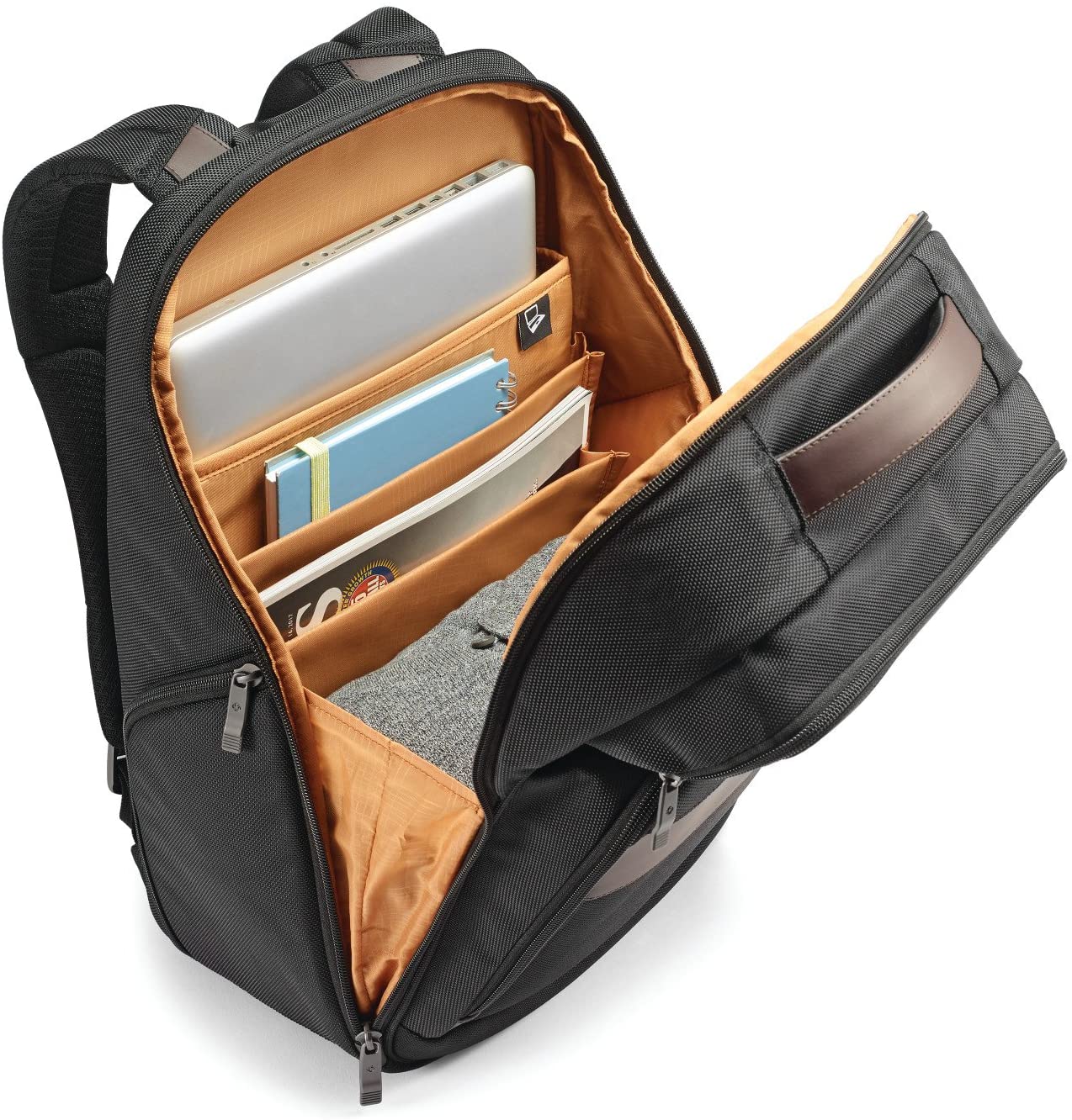 Samsonite Kombi Business Backpack, Black/Brown, 17.5 x 12 x 7-Inch