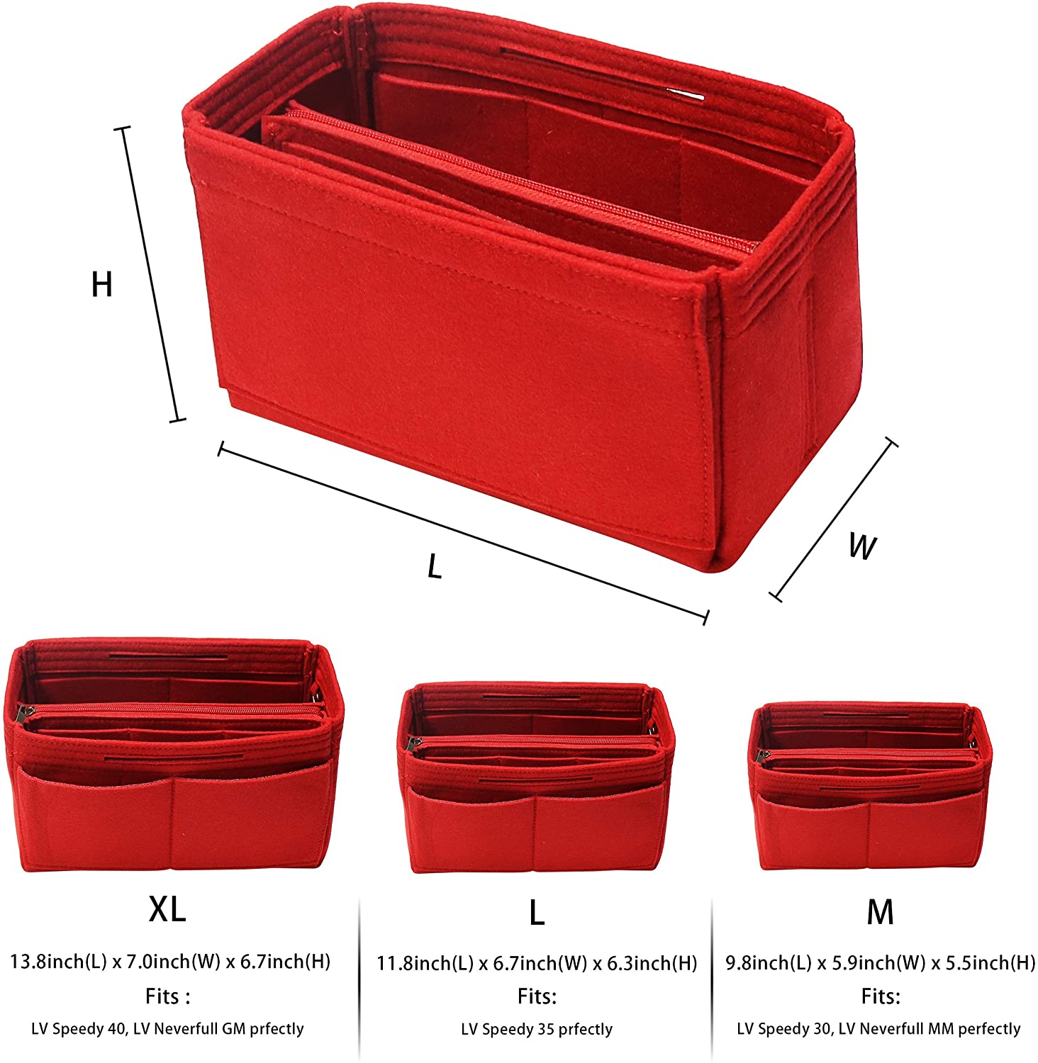 Purse Handbag Organizer Insert, MISIXILE Felt Bag Organizer with Handles