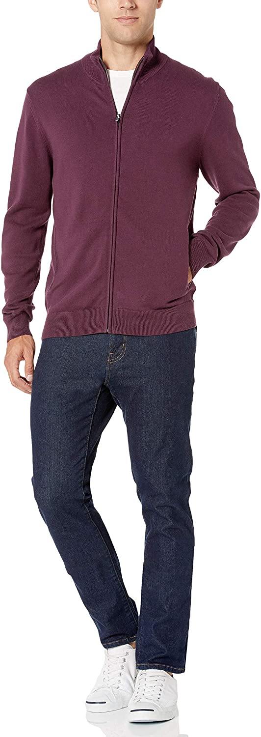 Amazon Essentials Men's Full-Zip Cotton Sweater