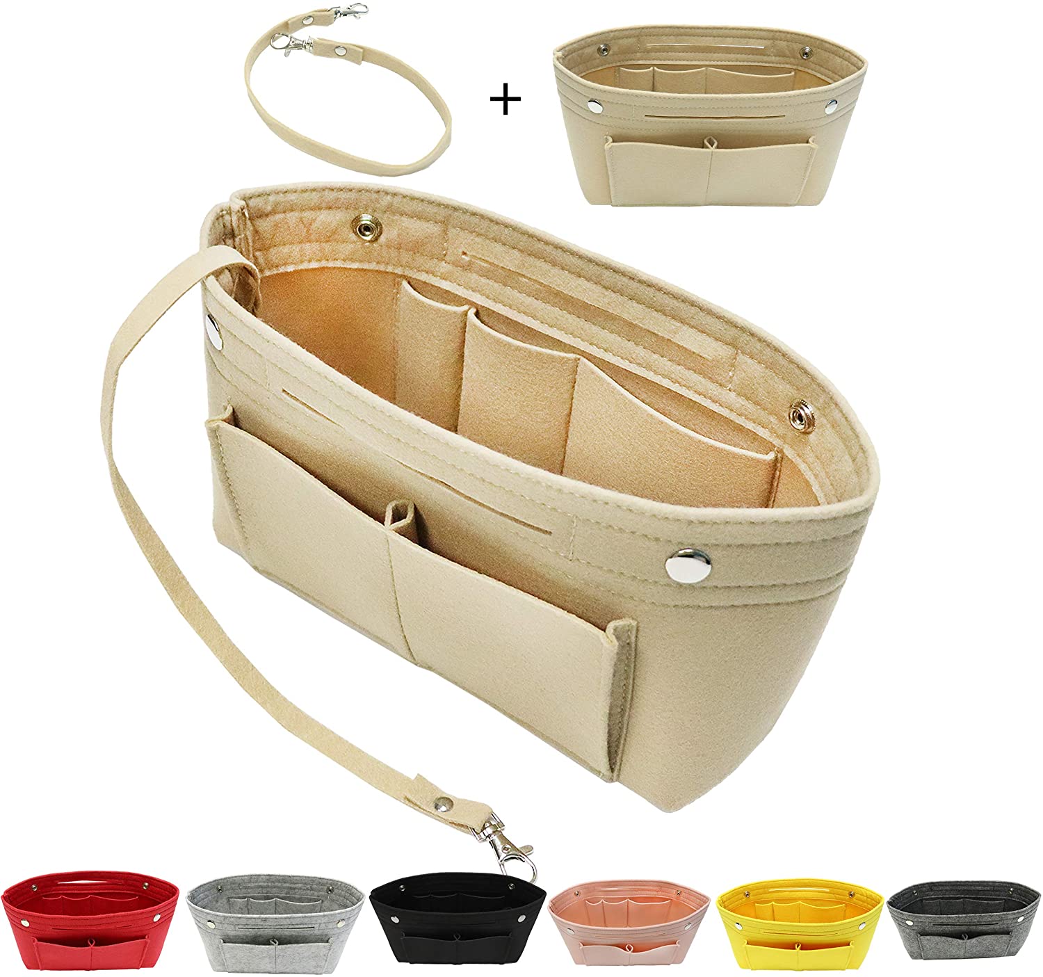 MISIXILE Felt Purse Organizer Insert Handbag Organizer,Tote Bag in Bag Organizer Fits Speedy Neverfull with Handles Keychain