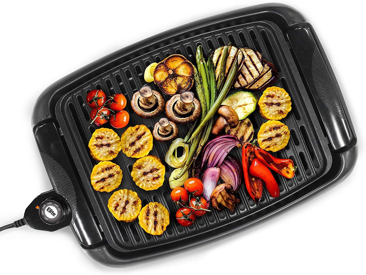 Elite Gourmet Smokeless Indoor Electric BBQ Grill with Glass Lid Dishwasher Safe - JOY2ESpree