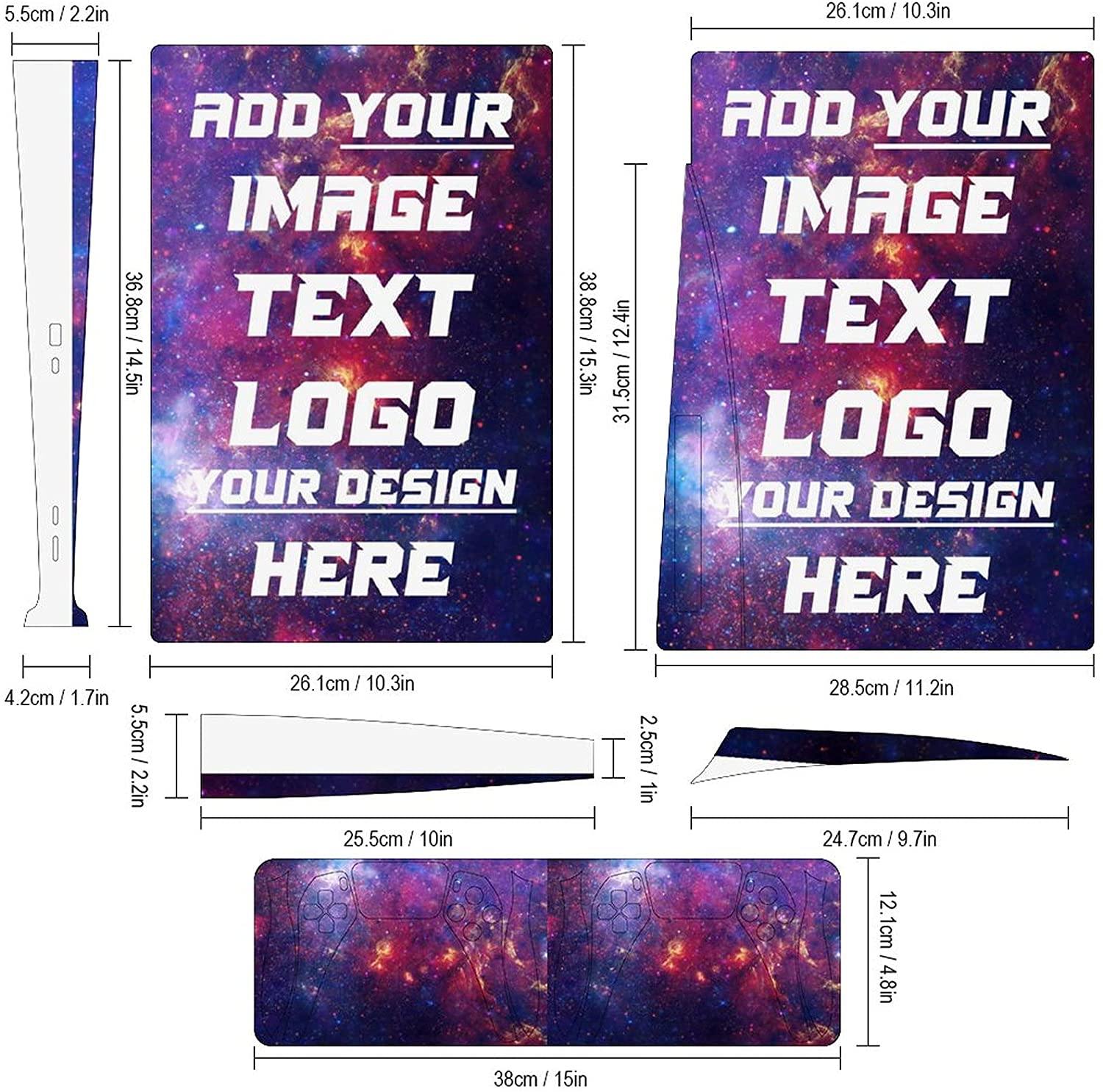 Custom Skin for PS5 Console and Controllers,Personalized Vinyl Sticker Compatible with Playstation 5 Standard Edition - JOY2ESpree