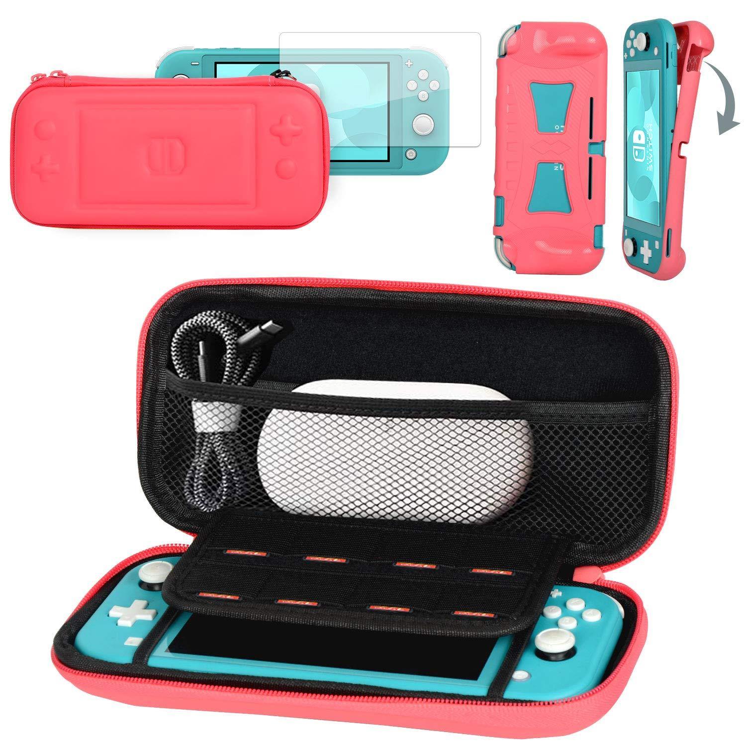 CoBak Carrying Case for Nintendo Switch Lite - with 1 Screen Protector, 1 Grip Case and 4 Thumb Grip Caps. - JOY2ESpree