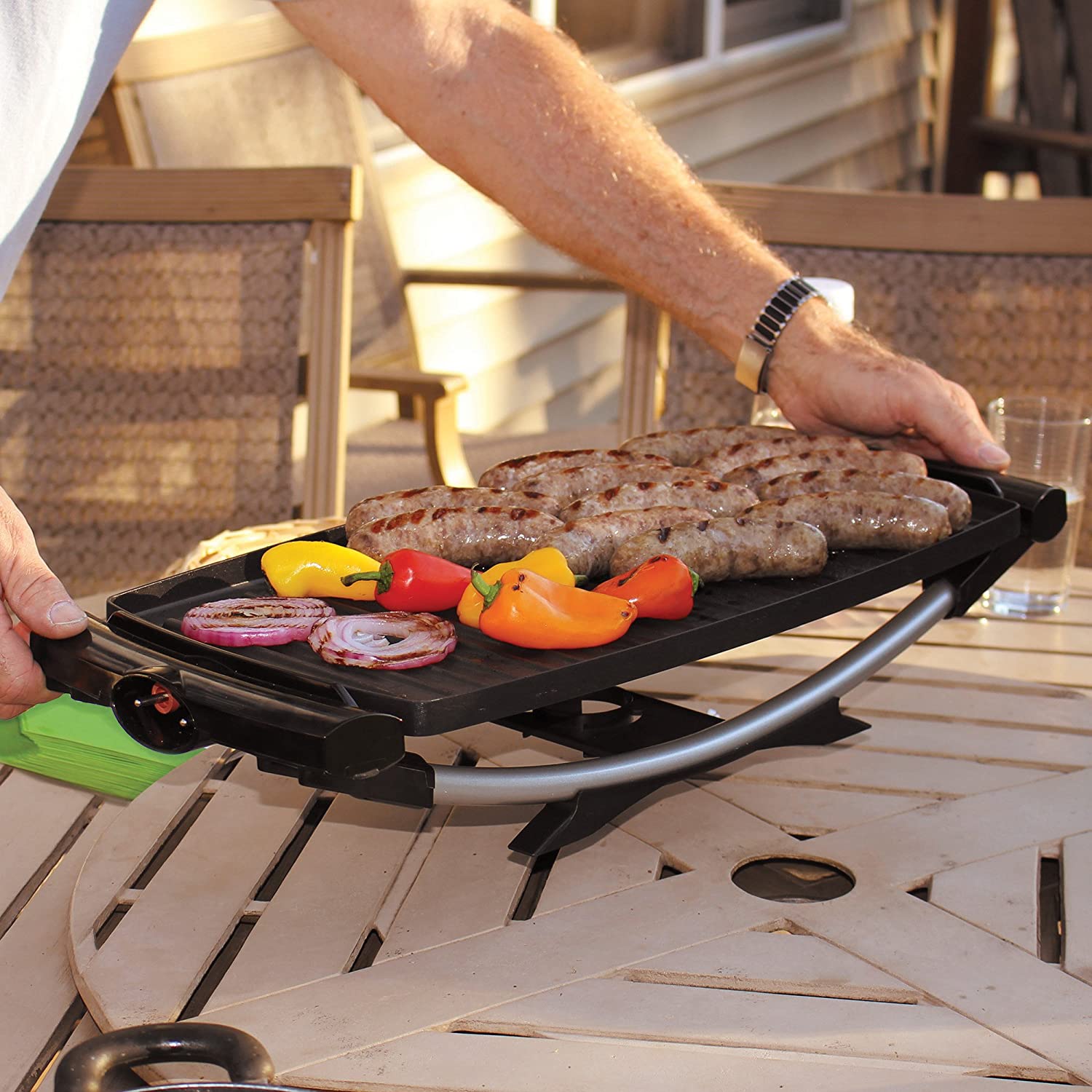 George Foreman 12-Serving Indoor/Outdoor Rectangular Electric Grill, Red, GFO201R - JOY2ESpree