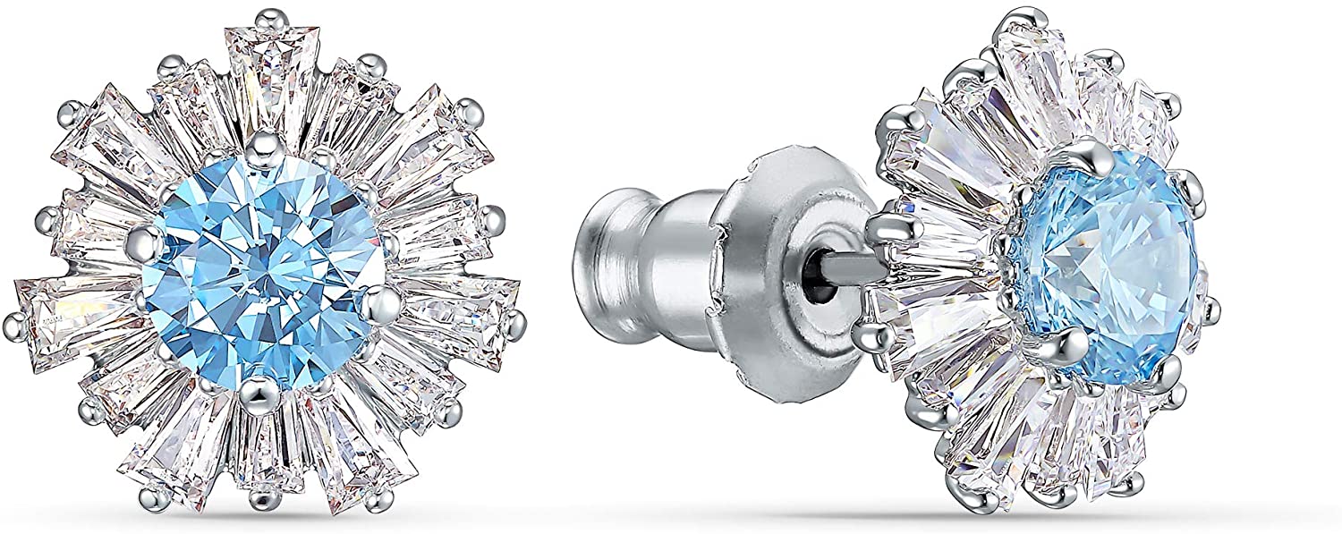 SWAROVSKI Women's Sunshine Jewelry Collection, Rhodium Finish, Blue Crystals, Clear Crystals - JOY2ESpree