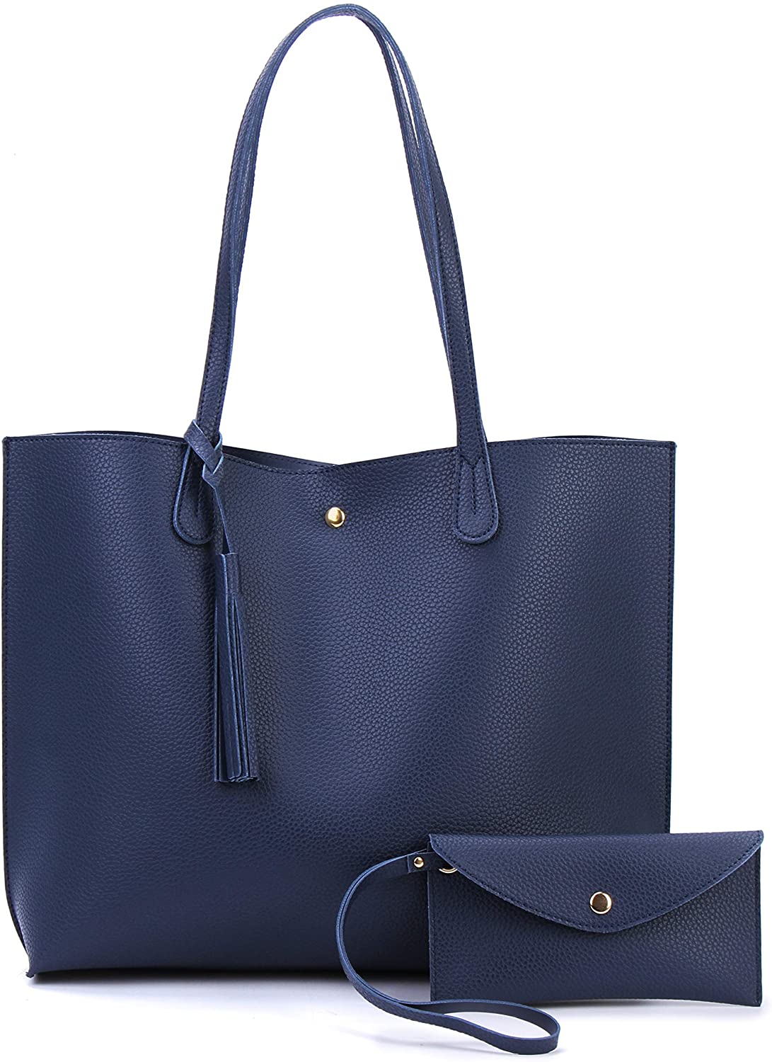 Minimalist Clean Cut Pebbled Faux Leather Tote Womens Shoulder Handbag