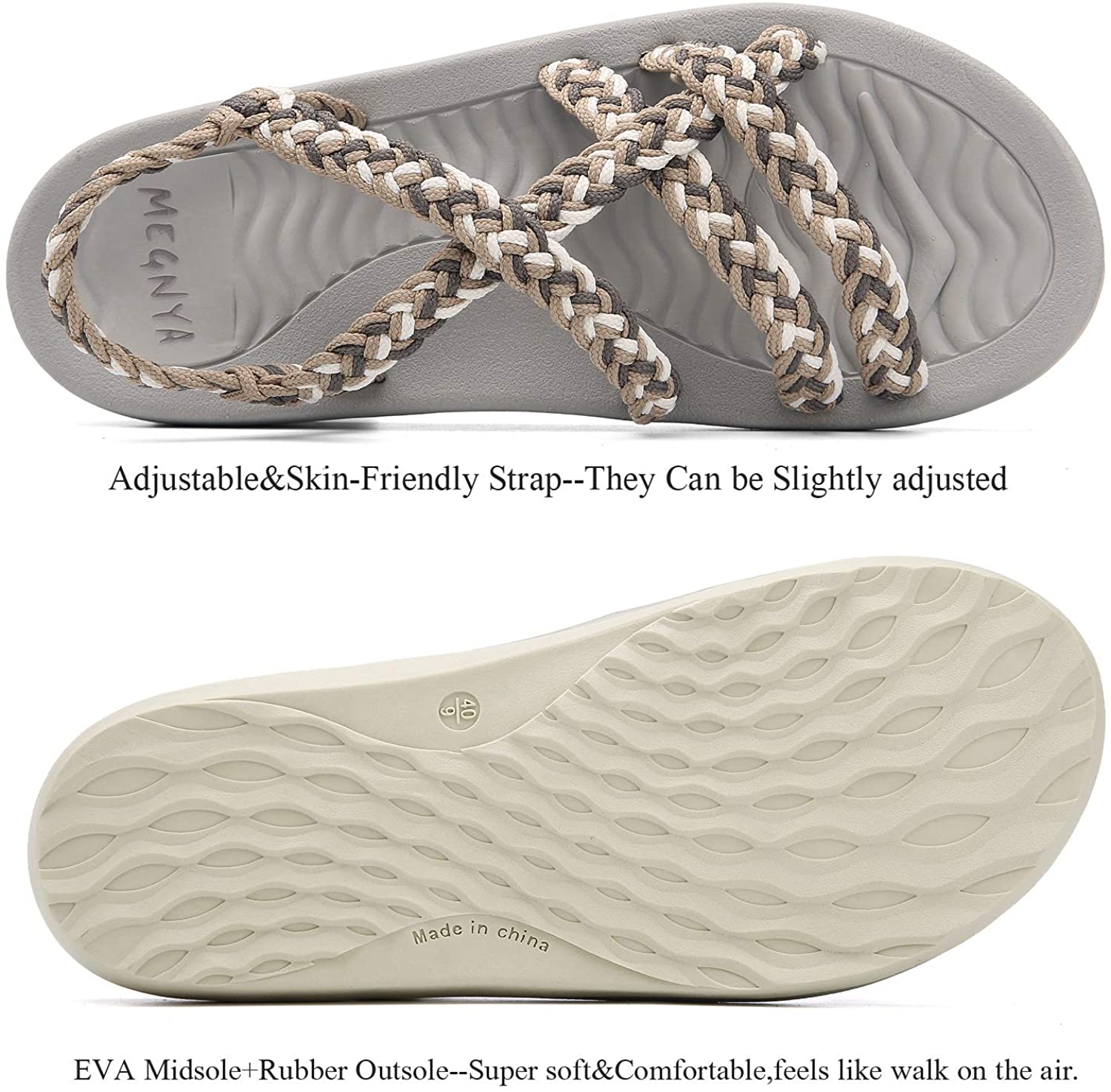 MEGNYA Women's Comfortable Walking Sandals with Arch Support Waterproof for Walking/Hiking/Travel/Wedding/Water Spot/Beach
