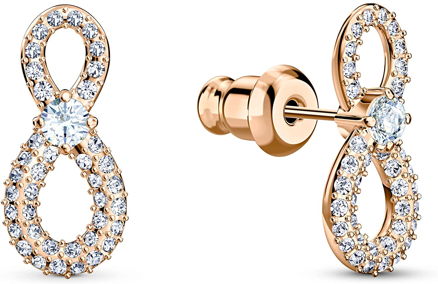SWAROVSKI Women's Infinity Jewelry Set Collection, Rose Gold Tone & Rhodium Finish, Clear Crystals - JOY2ESpree
