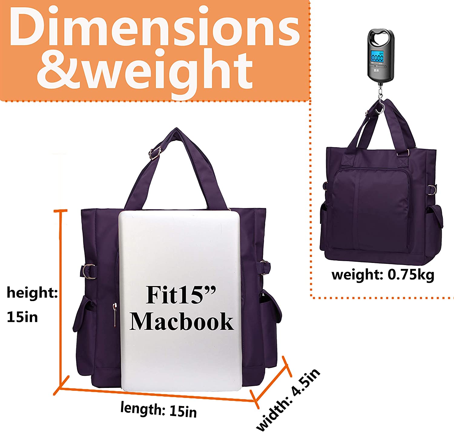 Canvas Tote Bag Waterproof Nylon Multi Pocket Shoulder Bags Laptop Work Bag Teacher Purse and Handbags for Women & Men