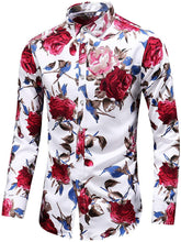 
                        
                          Load image into Gallery viewer, LEFTGU Men's Slim fit Floral Printed Beach Hawaiian Button-Down Dress Shirt
                        
                      