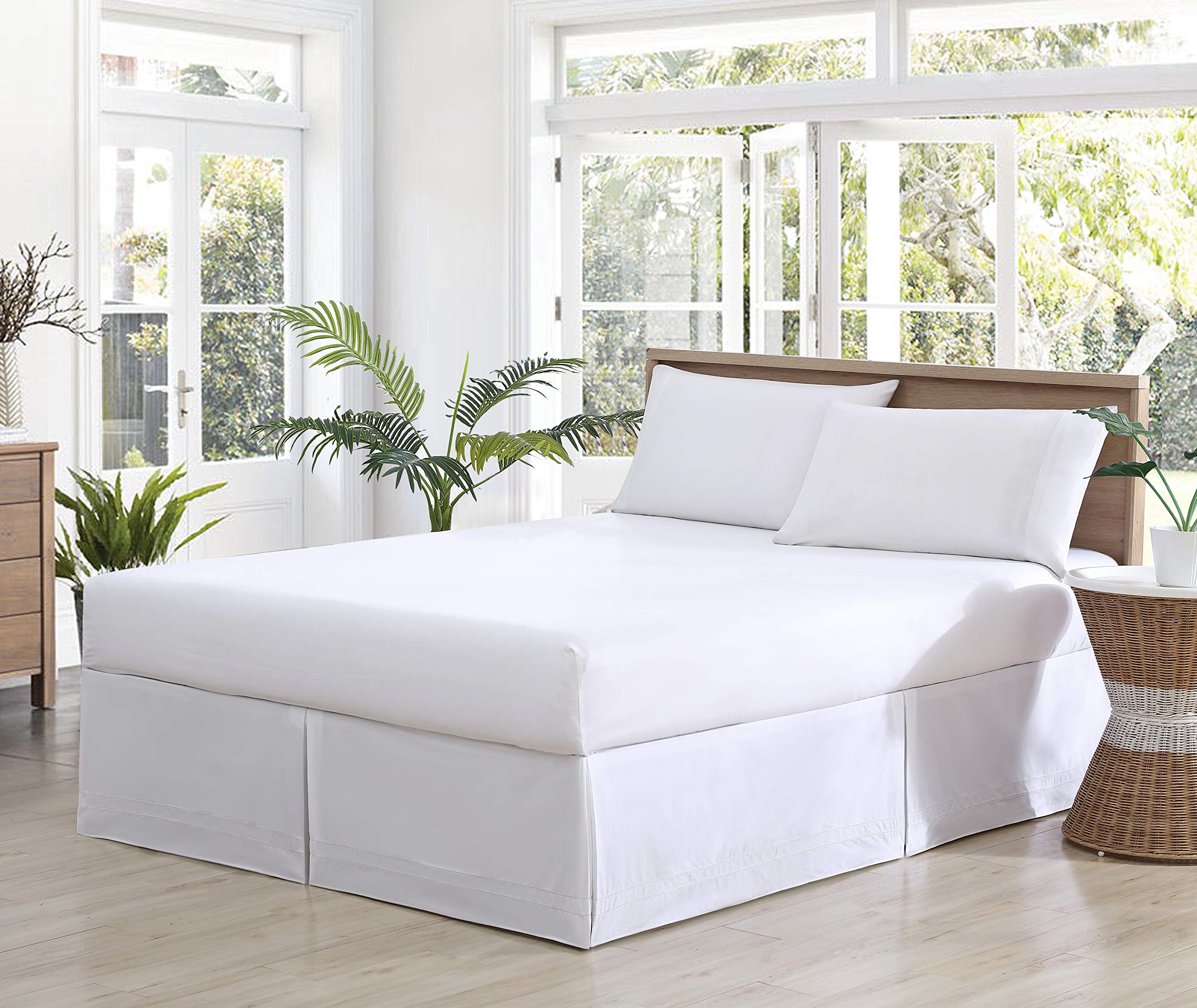 Tommy Bahama | Solid Pleated Collection | Bedskirt-100% Cotton, Stylish Design, King, White