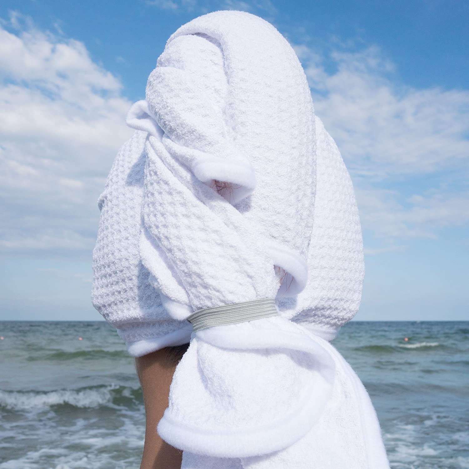 desired body Microfiber Hair Towel - for Fast, Frizz-Free Drying - Premium Large, Compact, Lightweight and Absorbent - One Size Fits All - White