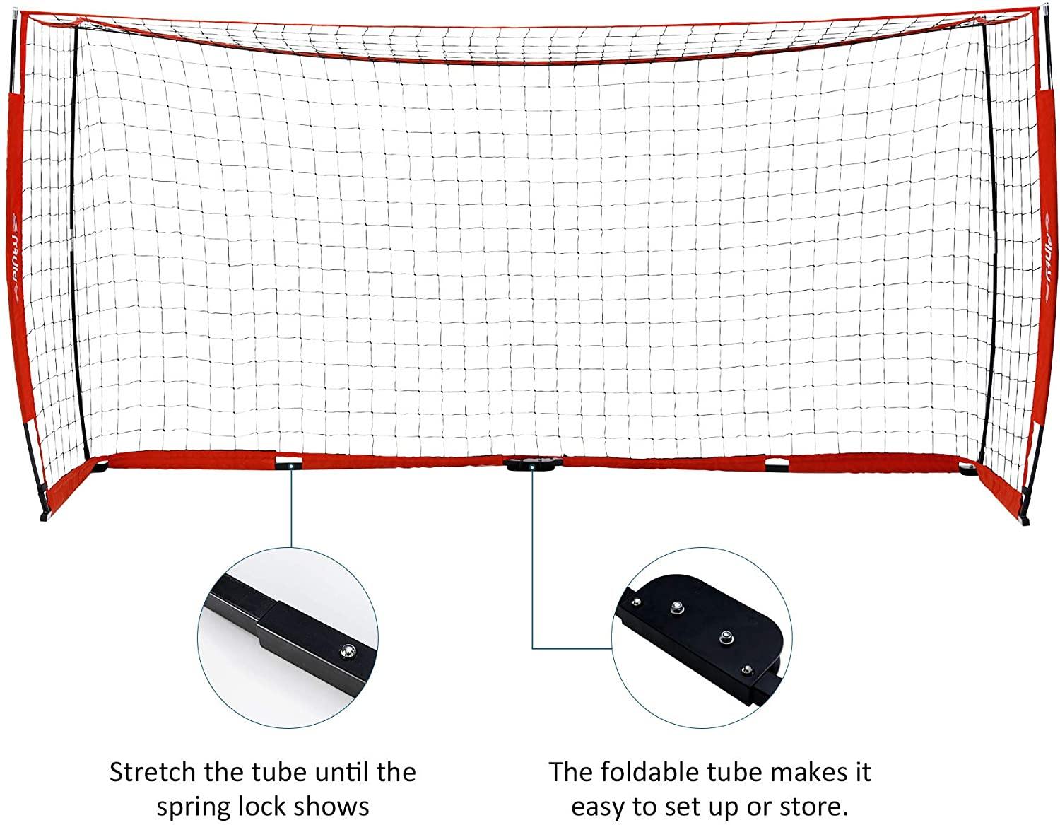 Pinty 12x6ft Soccer Goal, Knotless Kids' Soccer Net with 12pcs Soccer Cones Set in Multi Colors, Easy Setup Steel Poles and Portable Design - JOY2ESpree
