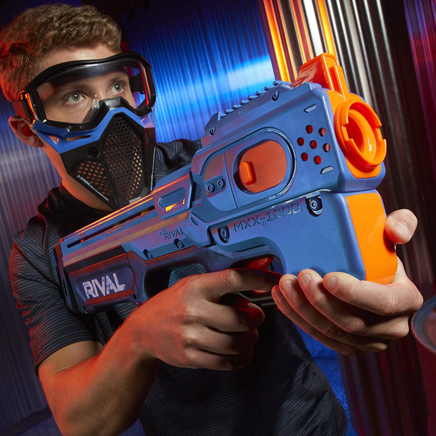 NERF Rival Charger MXX-1200 Motorized Blaster -- 12-Round Capacity, 100 FPS Velocity -- Includes 24 Official Rival Rounds -- Team Blue