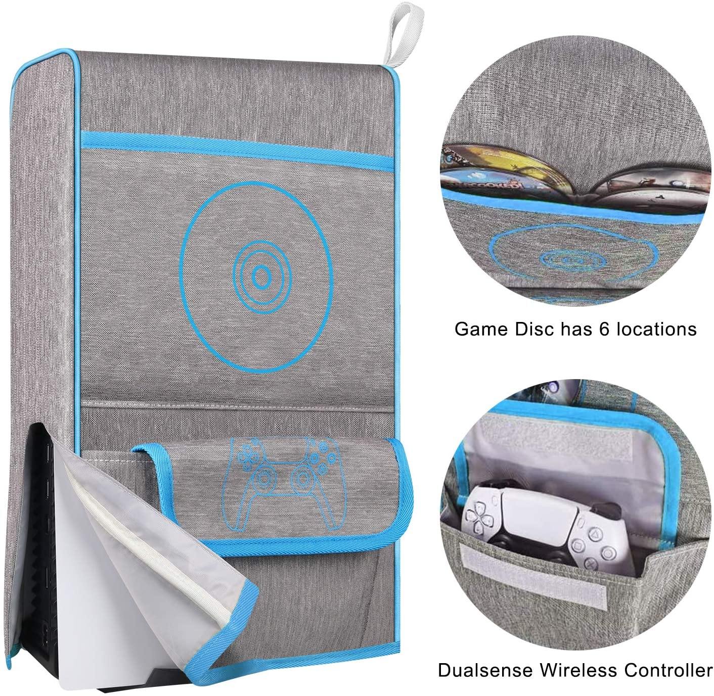 Esimen Sleeve Protective Case Dust Cover for PS5 Console /Playstation 5 Digital Edition ,PS5 Controller Cover Compatible with 12 Game Disc Pockets - JOY2ESpree