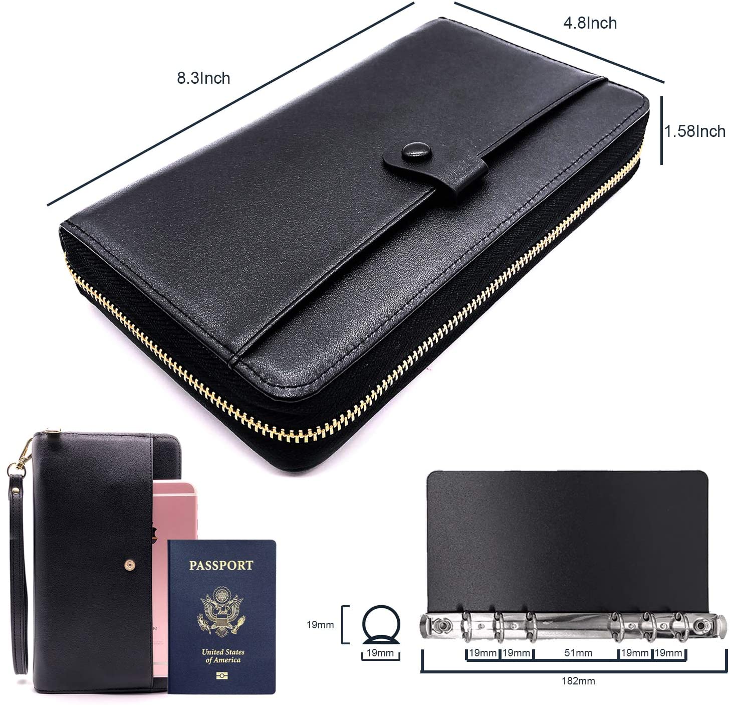 All-in-One Cash Envelopes Wallet Finances Organizer with 12 Budget Envelopes & Budget Sheets